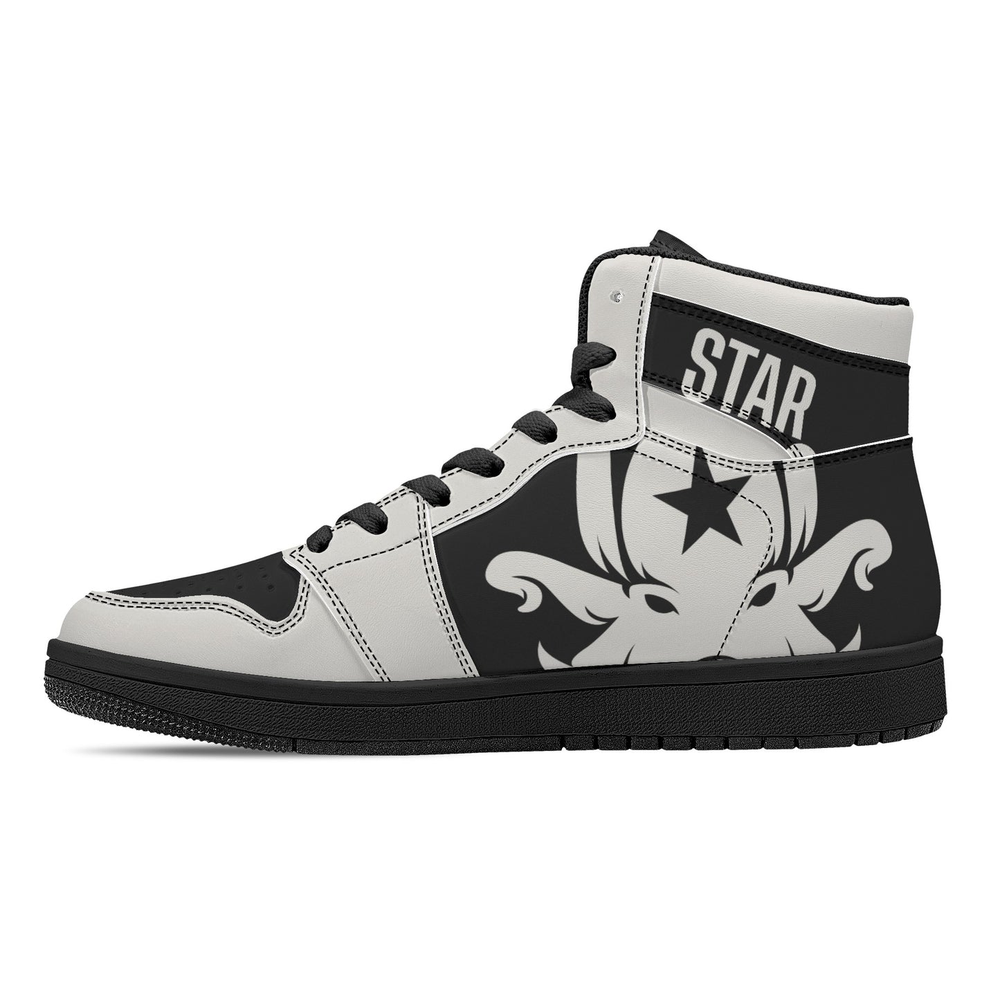 Star Kraken Mens Black/Silver High Top Leather Star Kicks