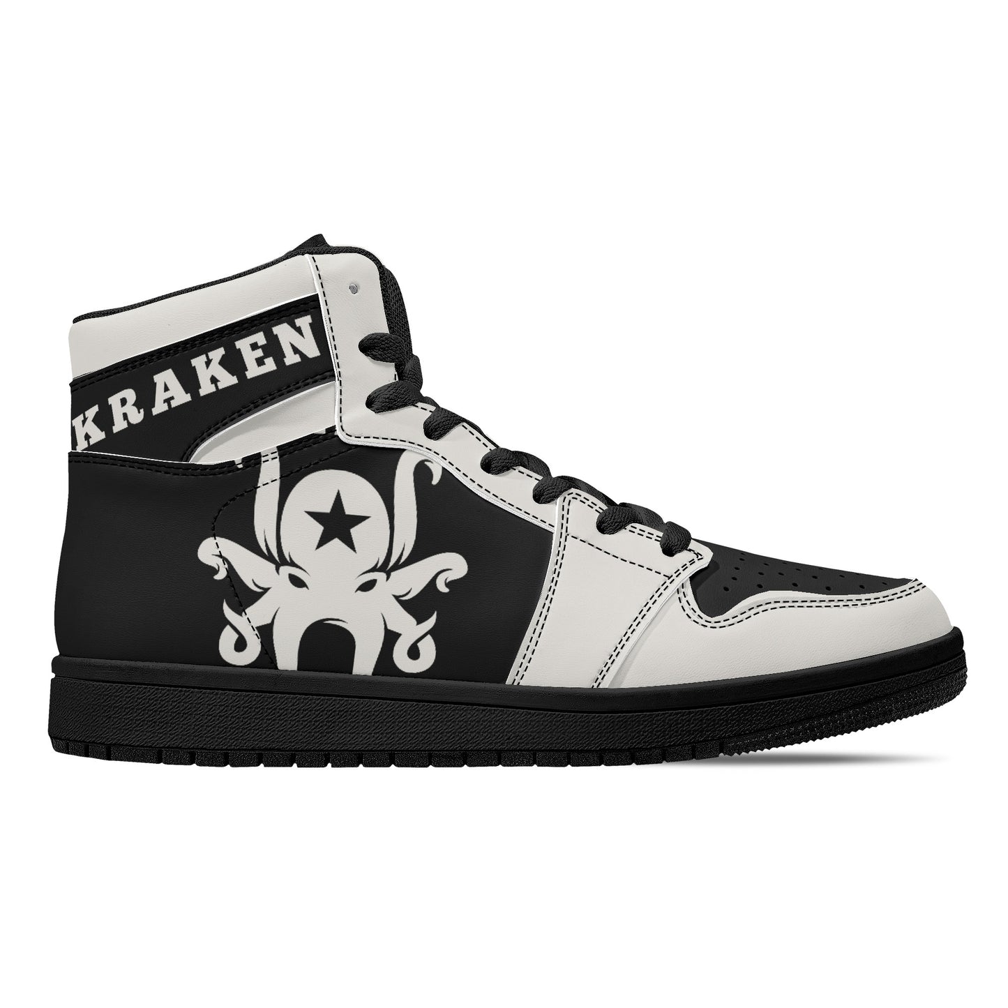 Star Kraken Mens Black/Silver High Top Leather Star Kicks