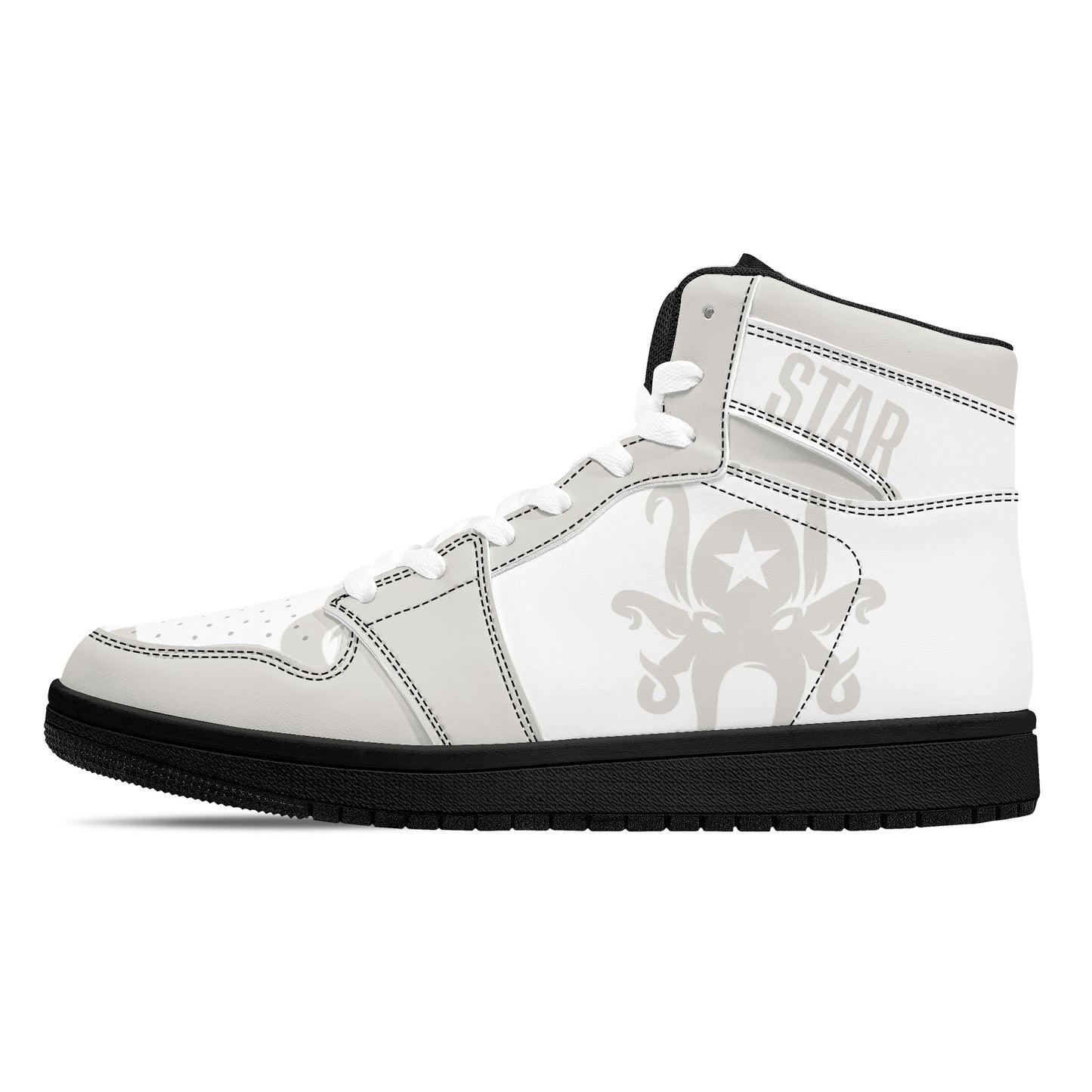 Star Kraken Mens Black/Silver High Top Leather Star Kicks