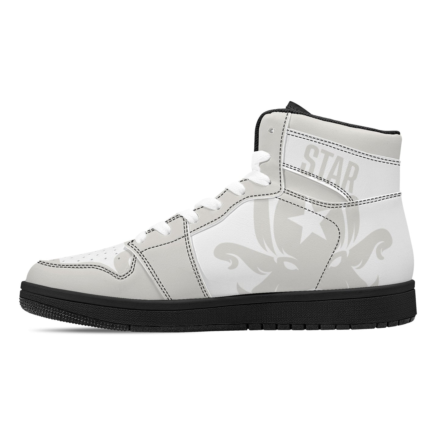 Star Kraken Mens Black/Silver High Top Leather Star Kicks