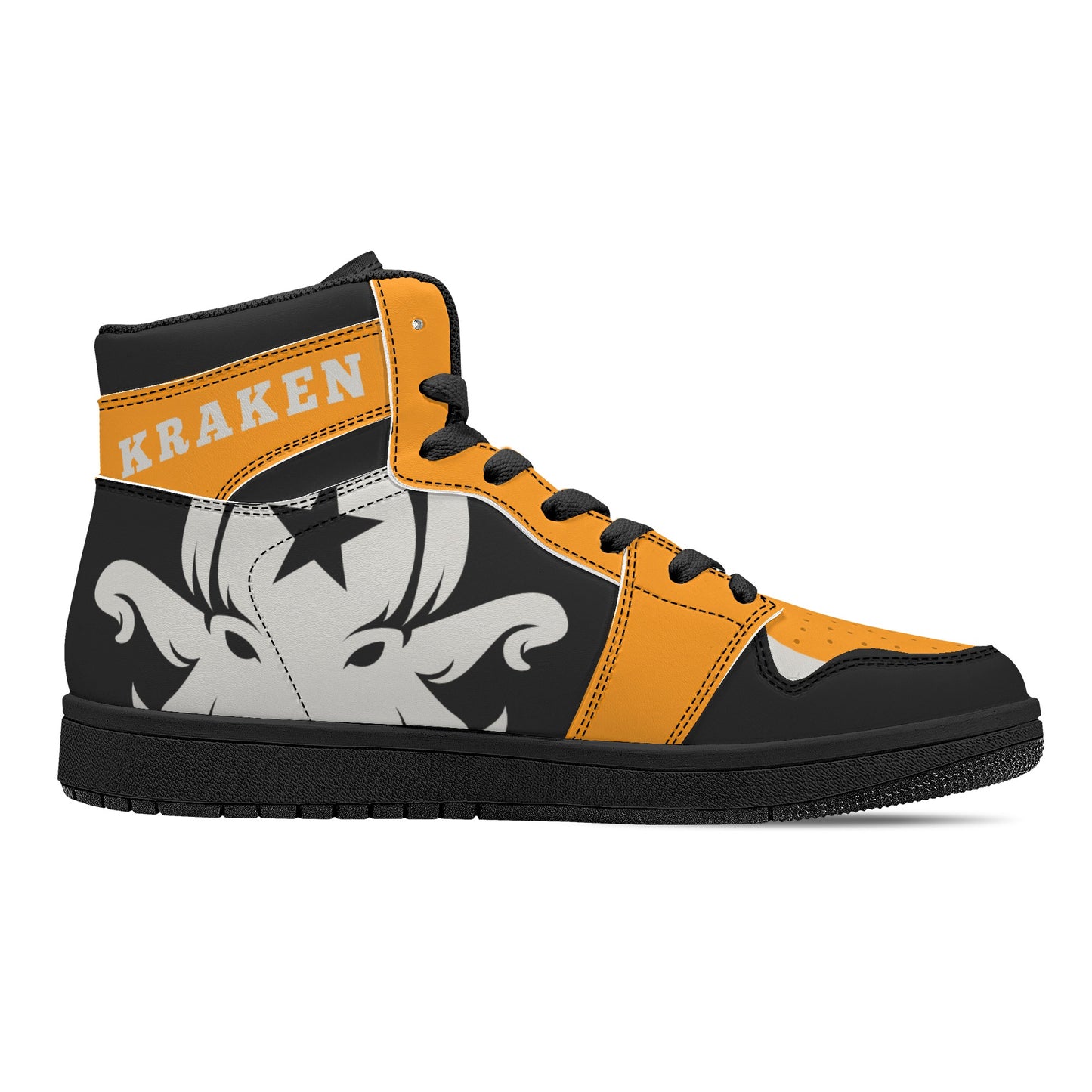 Star Kraken Mens Black/Orange High Top Leather Star Kicks