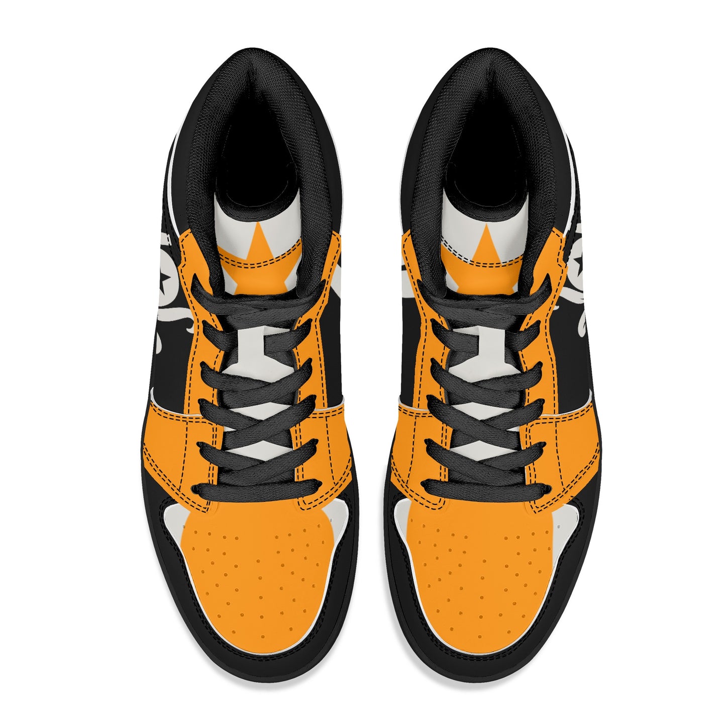 Star Kraken Mens Black/Orange High Top Leather Star Kicks