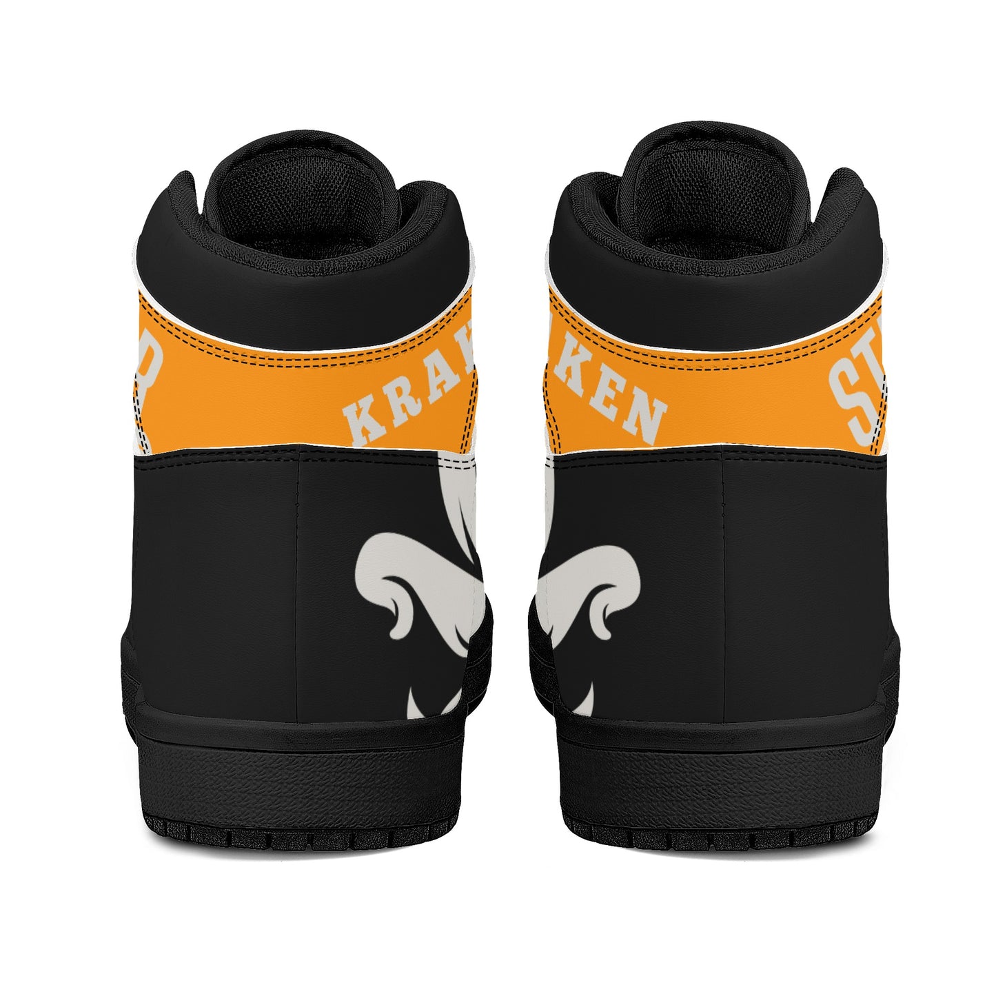 Star Kraken Mens Black/Orange High Top Leather Star Kicks