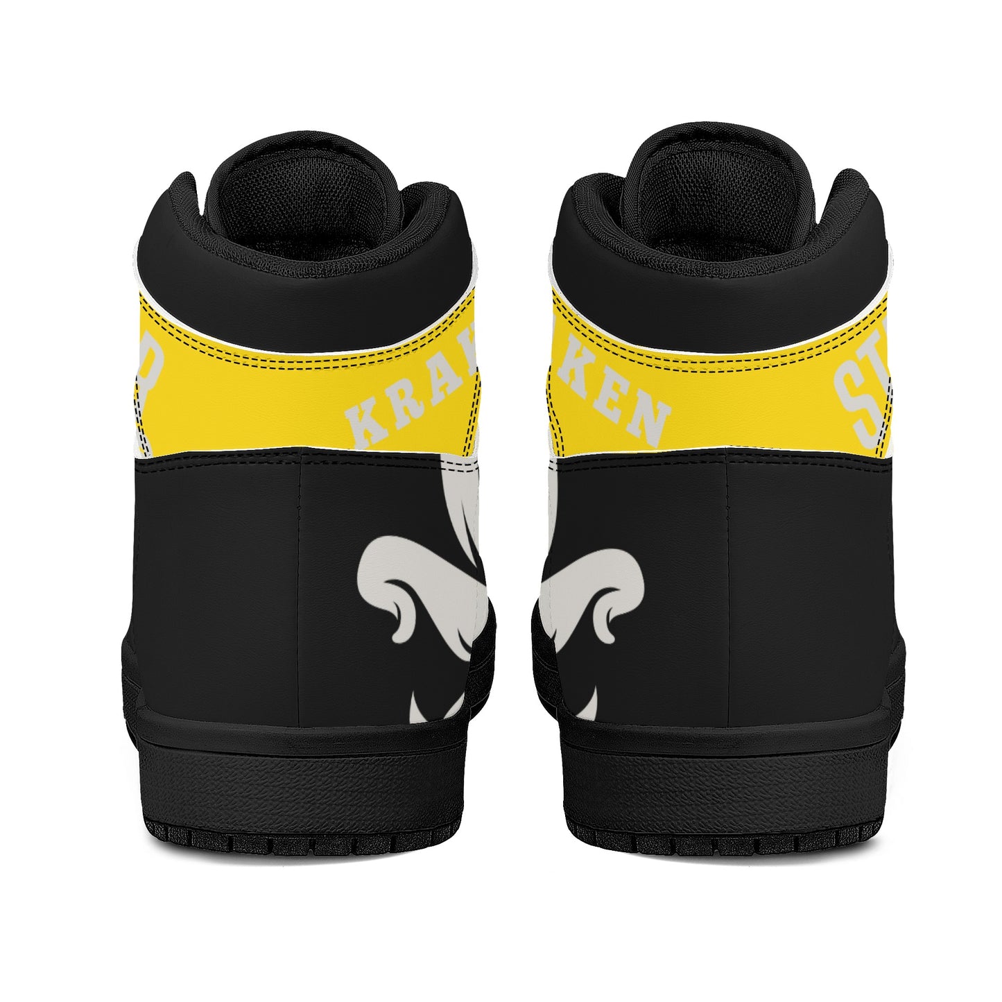 Star Kraken Mens Black/Gold High Top Leather Star Kicks