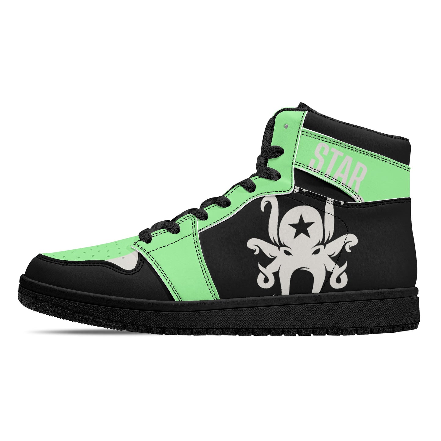 Star Kraken Mens Black/MintGreen High Top Leather Star Kicks