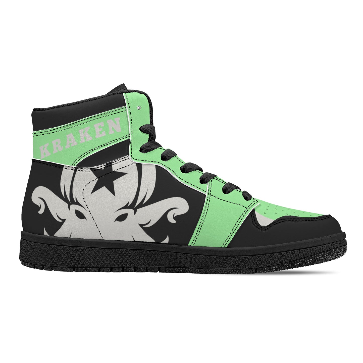 Star Kraken Mens Black/MintGreen High Top Leather Star Kicks