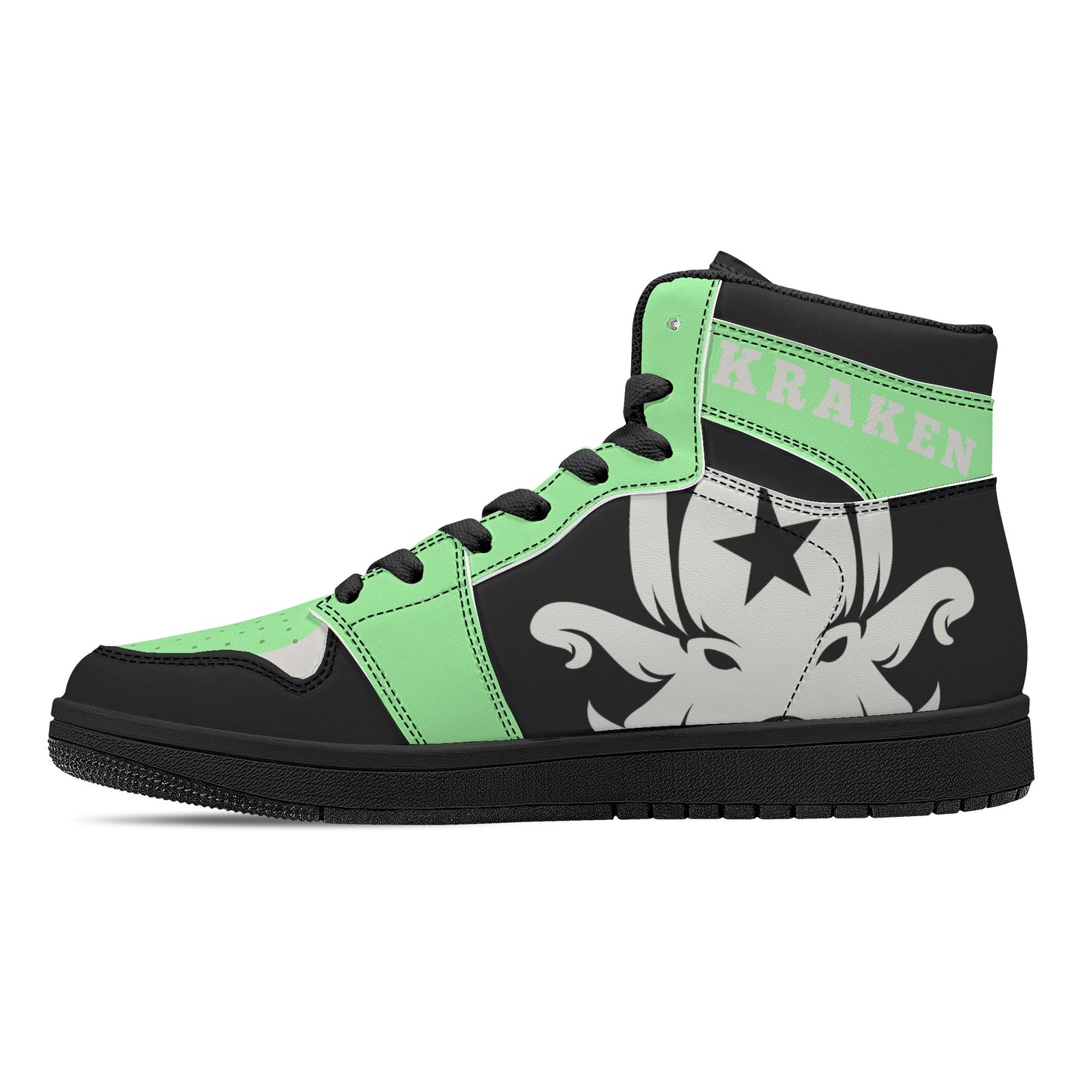 Star Kraken Mens Black/MintGreen High Top Leather Star Kicks