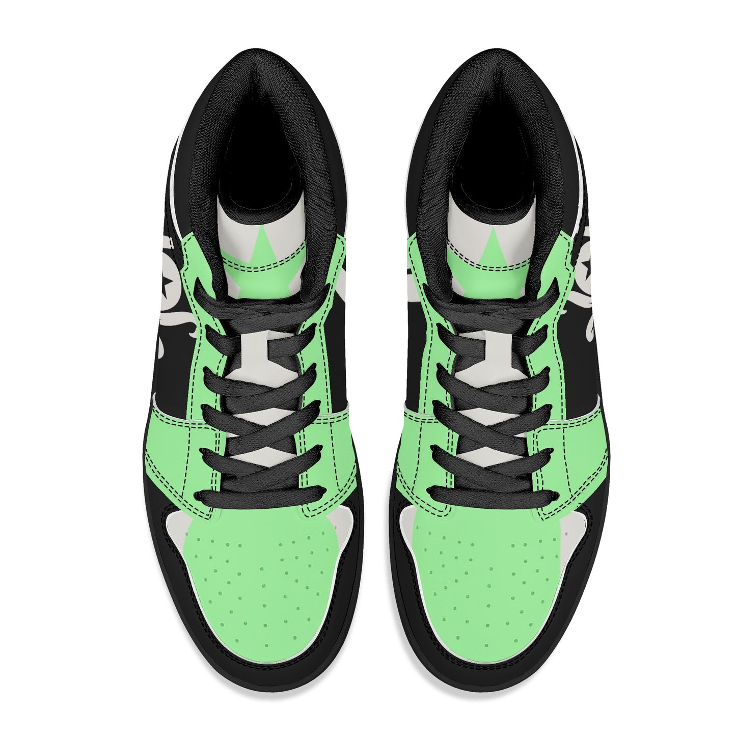 Star Kraken Mens Black/MintGreen High Top Leather Star Kicks