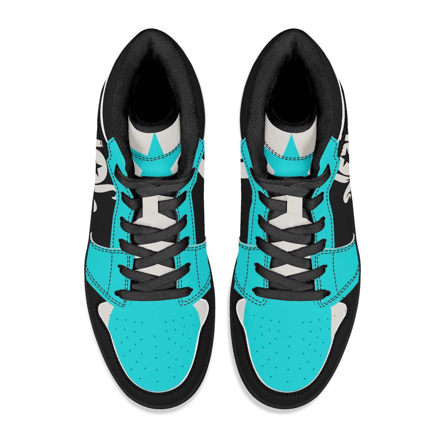 Star Kraken Mens Black/Turquoise High Top Leather Star Kicks