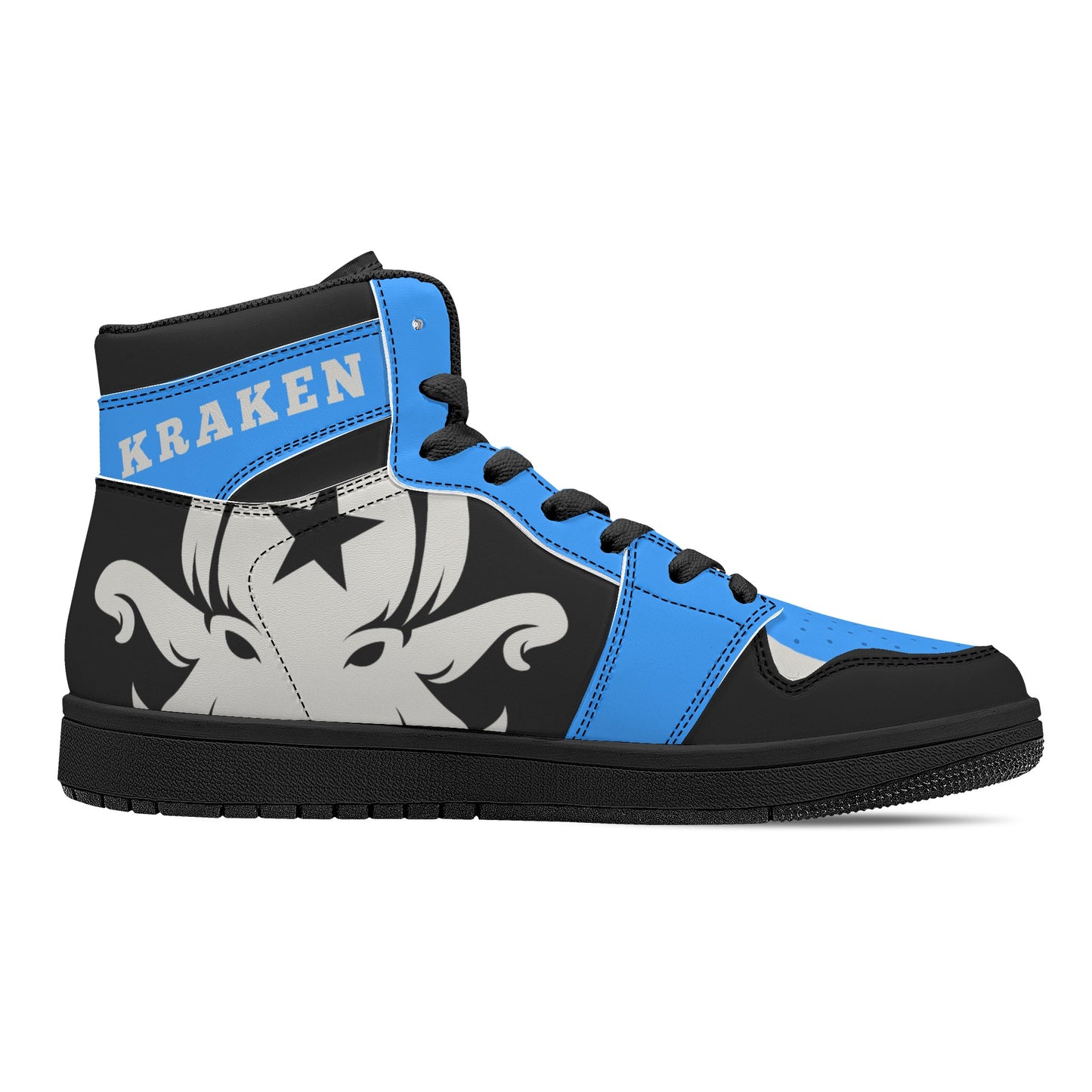 Star Kraken Mens Black/Blue High Top Leather Star Kicks