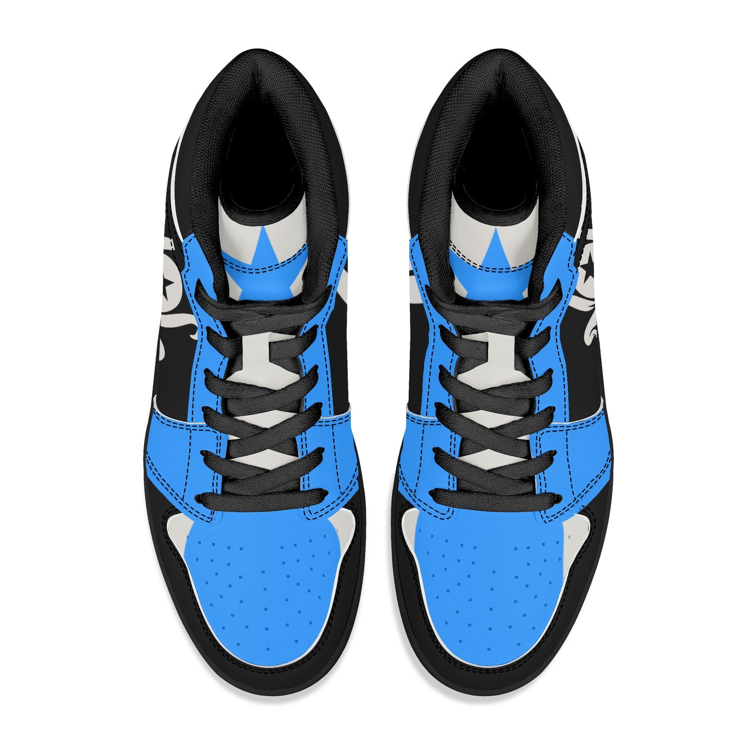 Star Kraken Mens Black/Blue High Top Leather Star Kicks