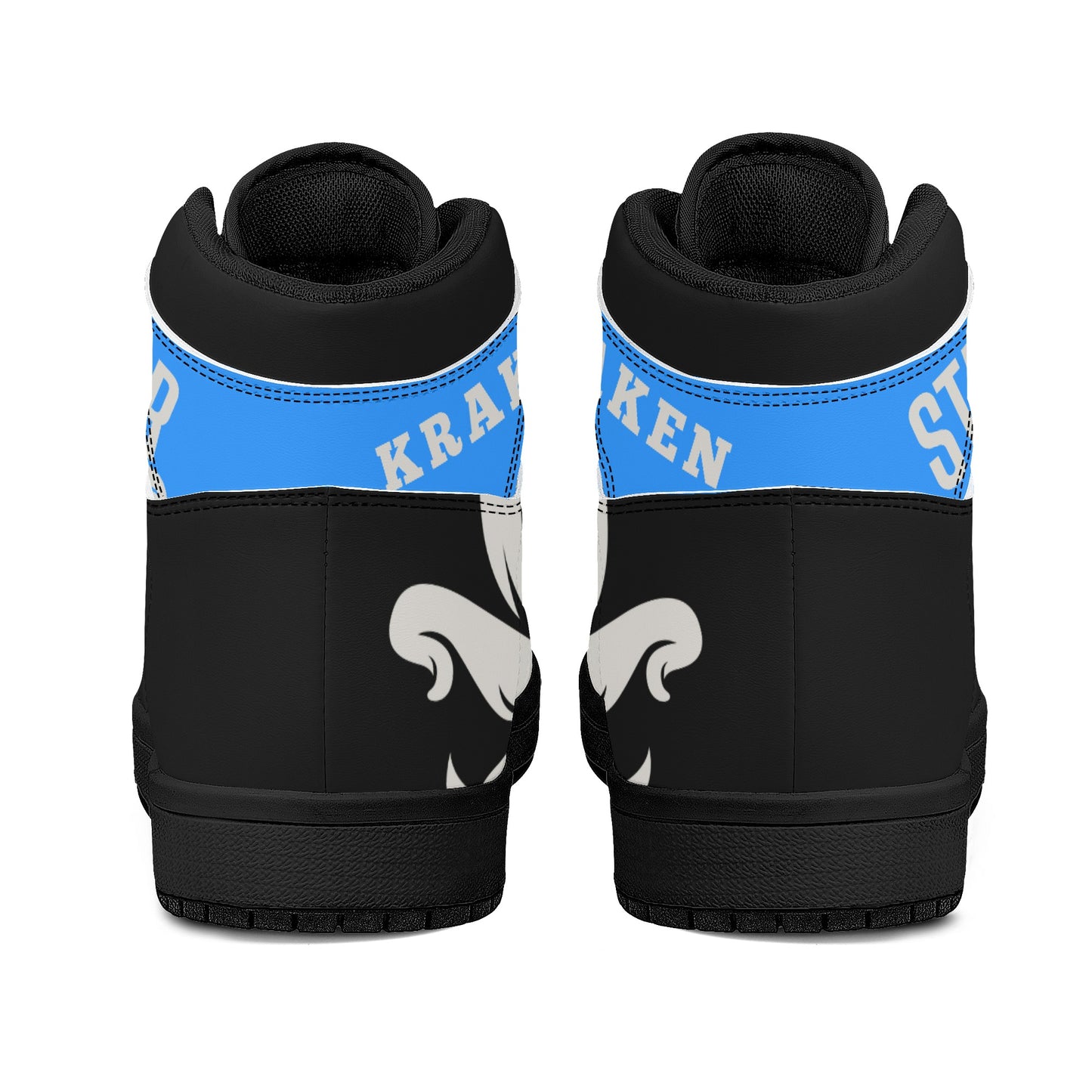 Star Kraken Mens Black/Blue High Top Leather Star Kicks