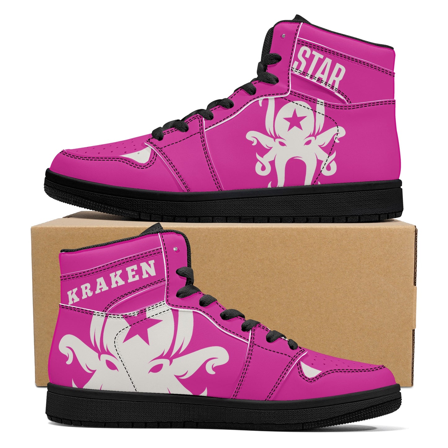 Star Kraken Mens Purple High Top Leather Star Kicks