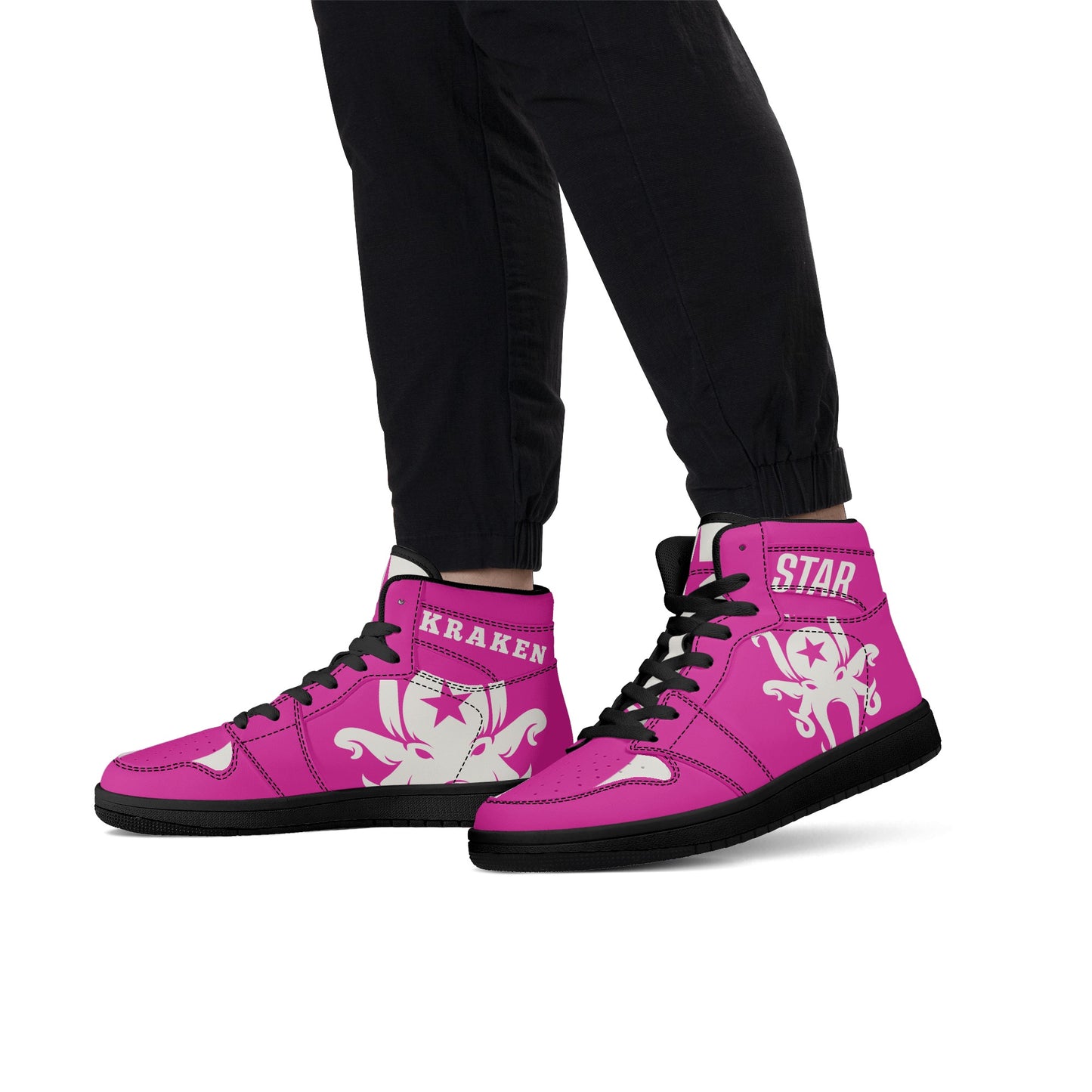 Star Kraken Mens Purple High Top Leather Star Kicks