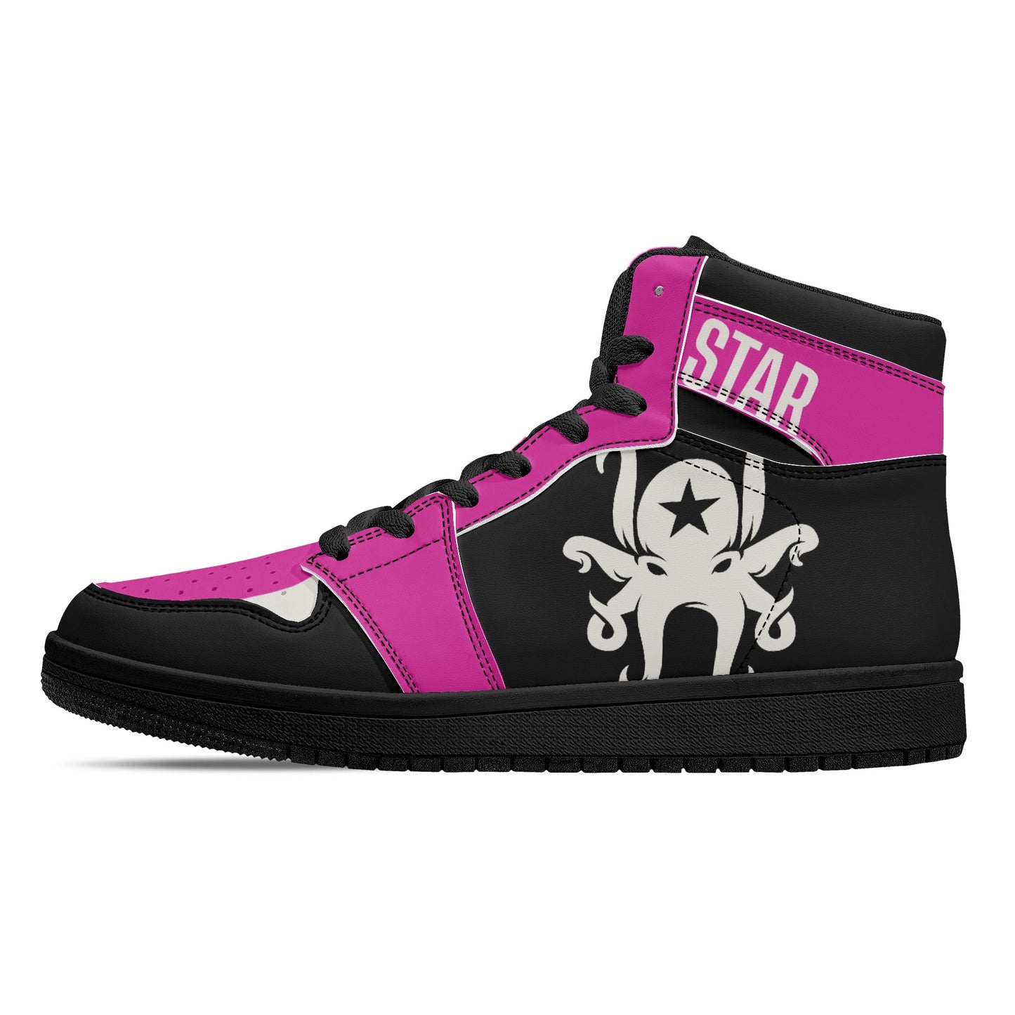 Star Kraken Mens Black/Purple High Top Leather Star Kicks