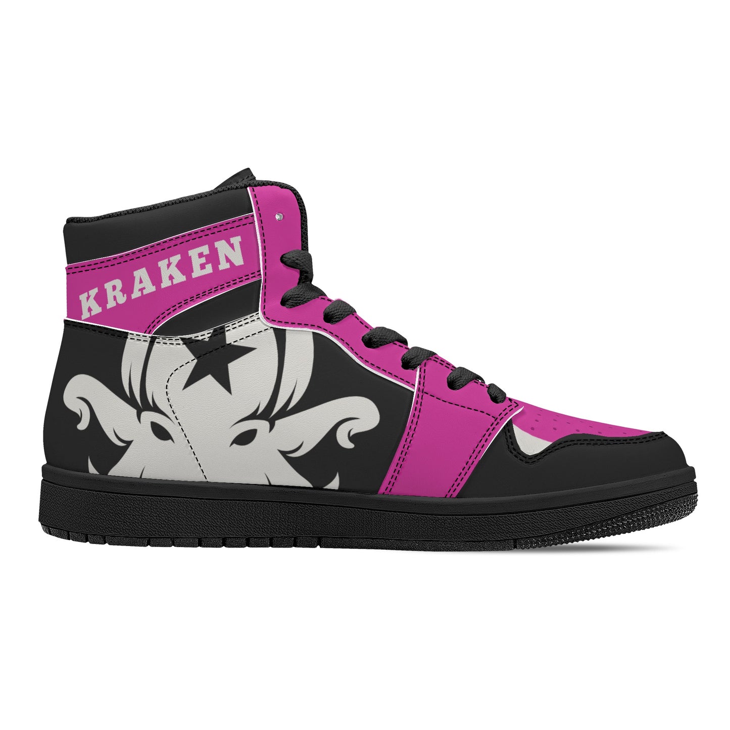 Star Kraken Mens Black/Purple High Top Leather Star Kicks