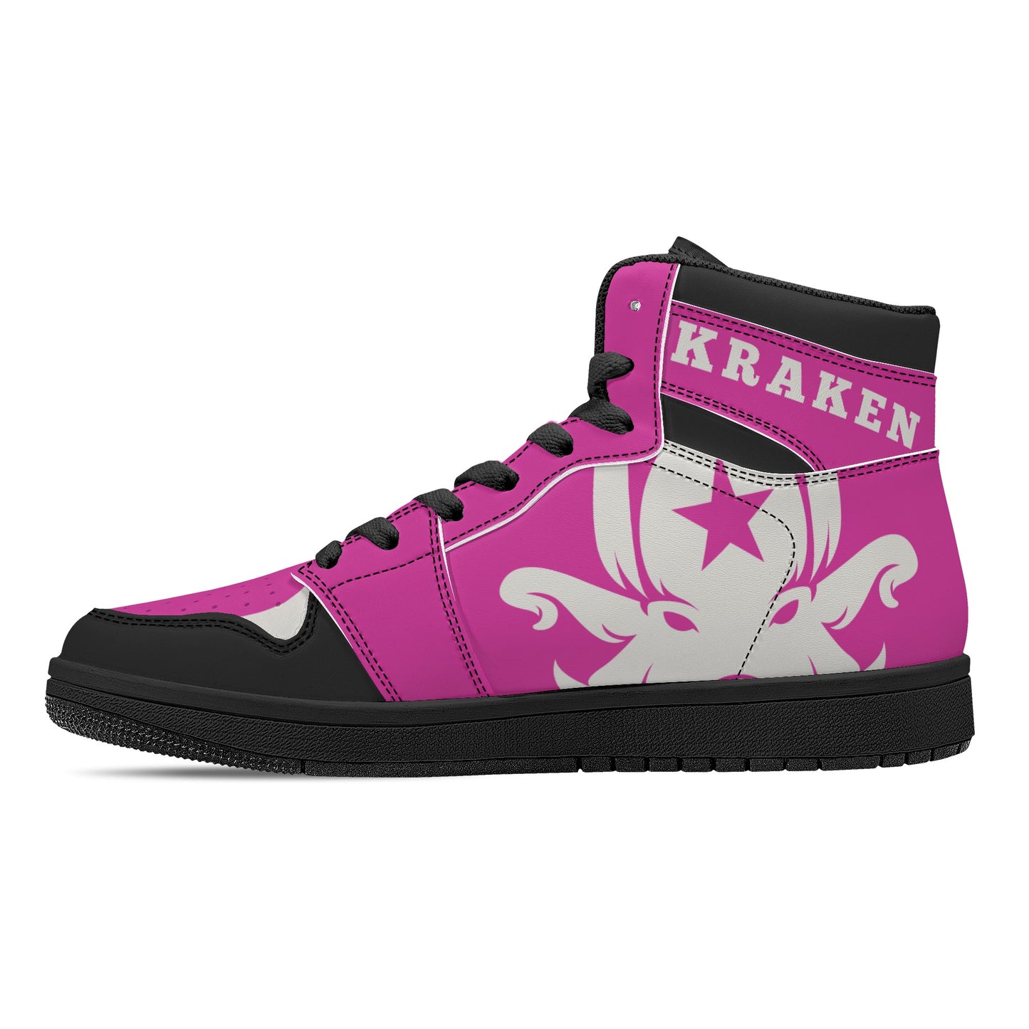 Star Kraken Mens Black/Purple High Top Leather Star Kicks