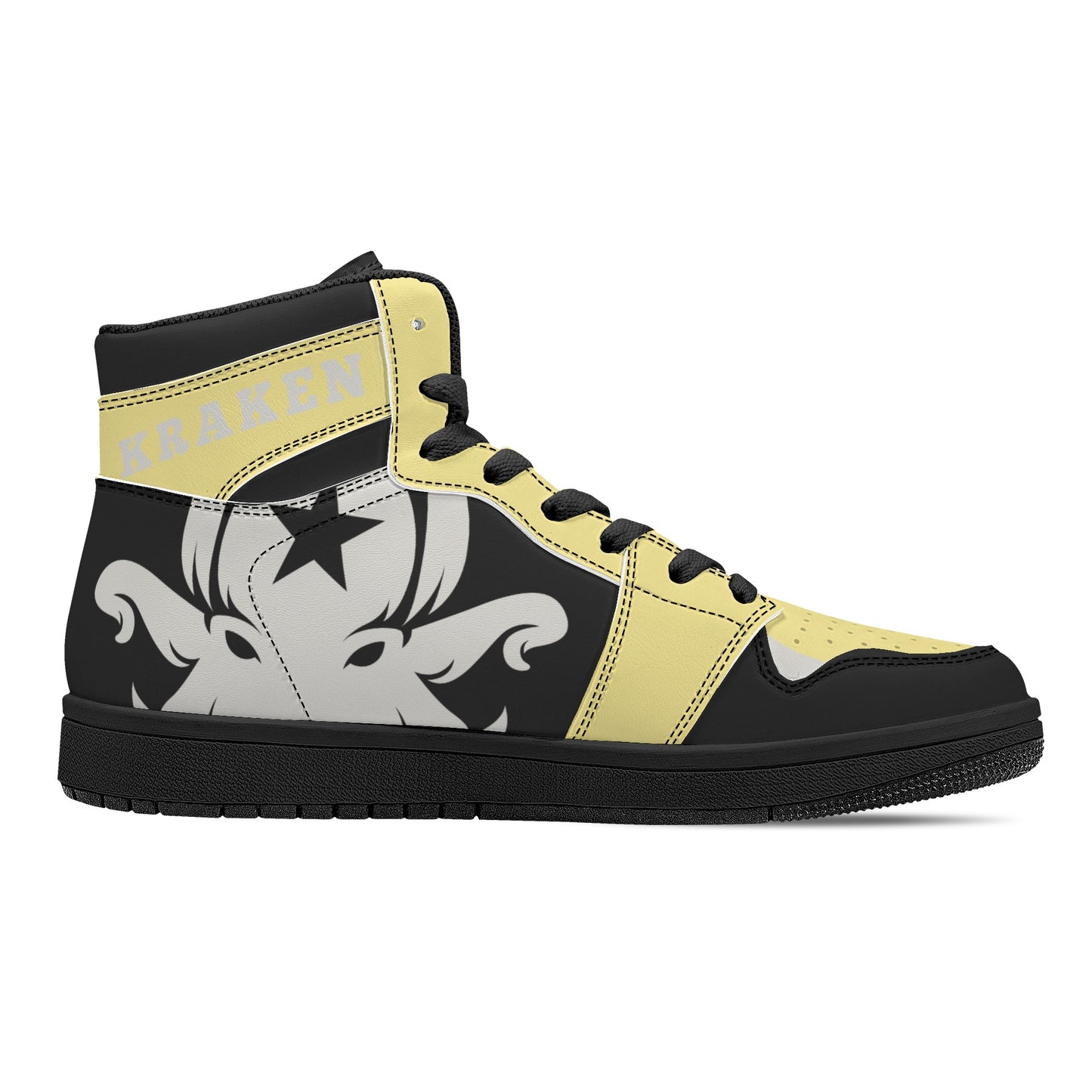 Star Kraken Mens Black/Tan High Top Leather Star Kicks