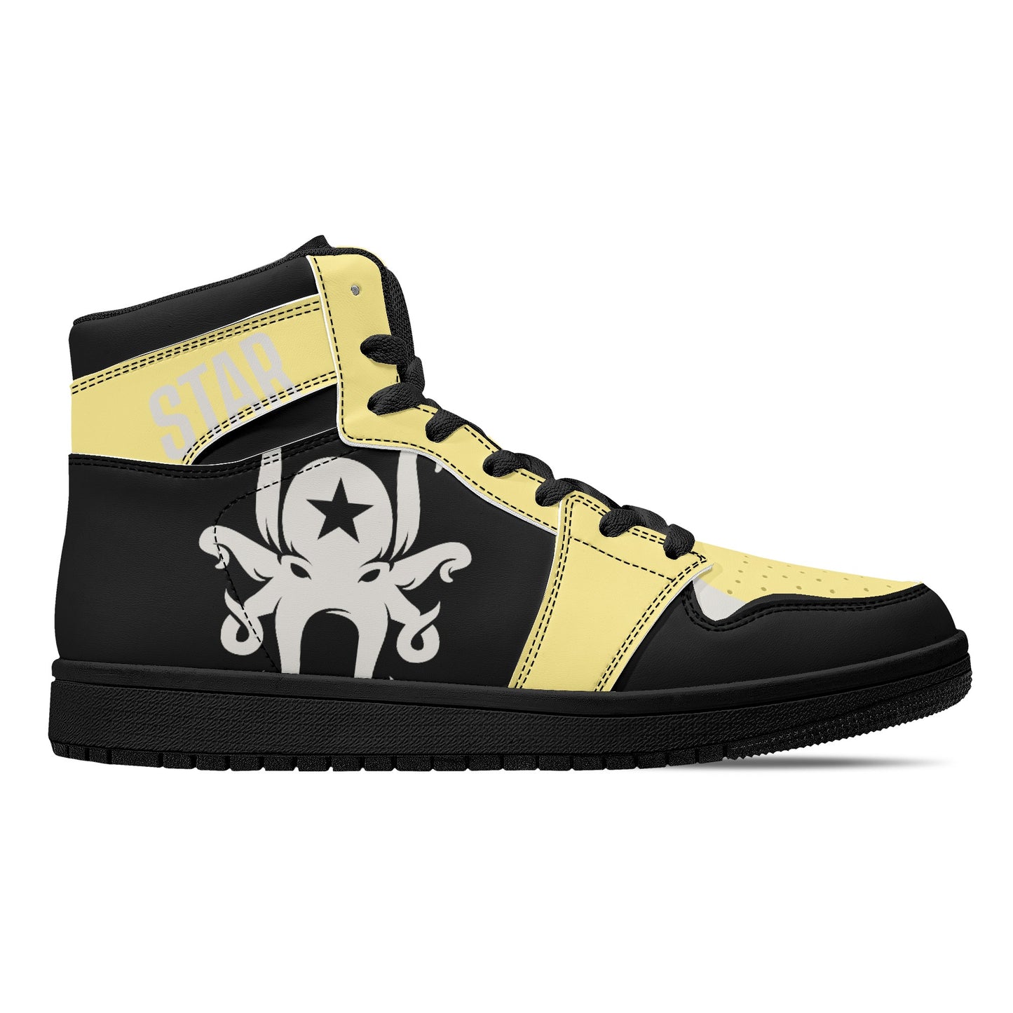 Star Kraken Mens Black/Tan High Top Leather Star Kicks