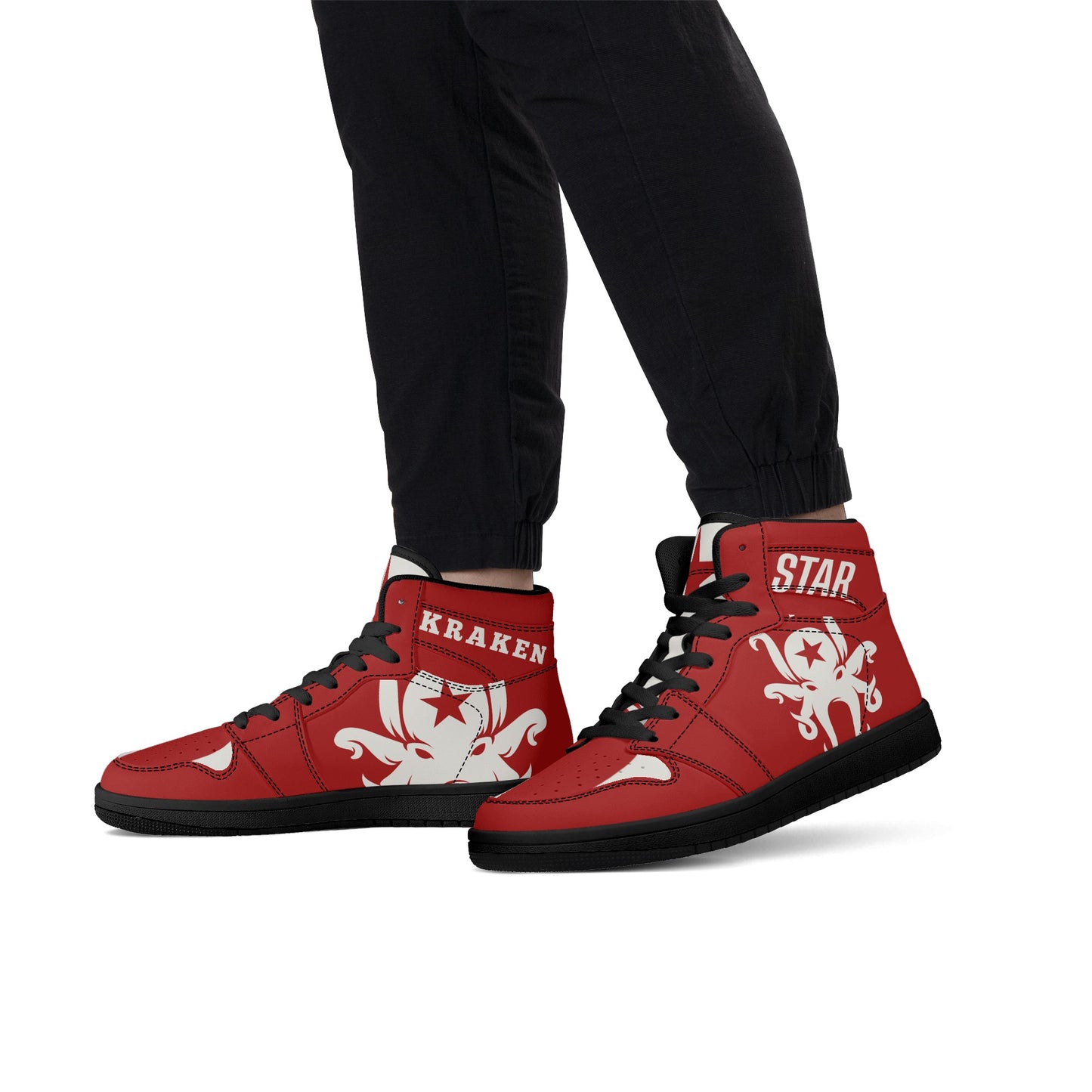 Star Kraken Mens /Maroon High Top Leather Star Kicks