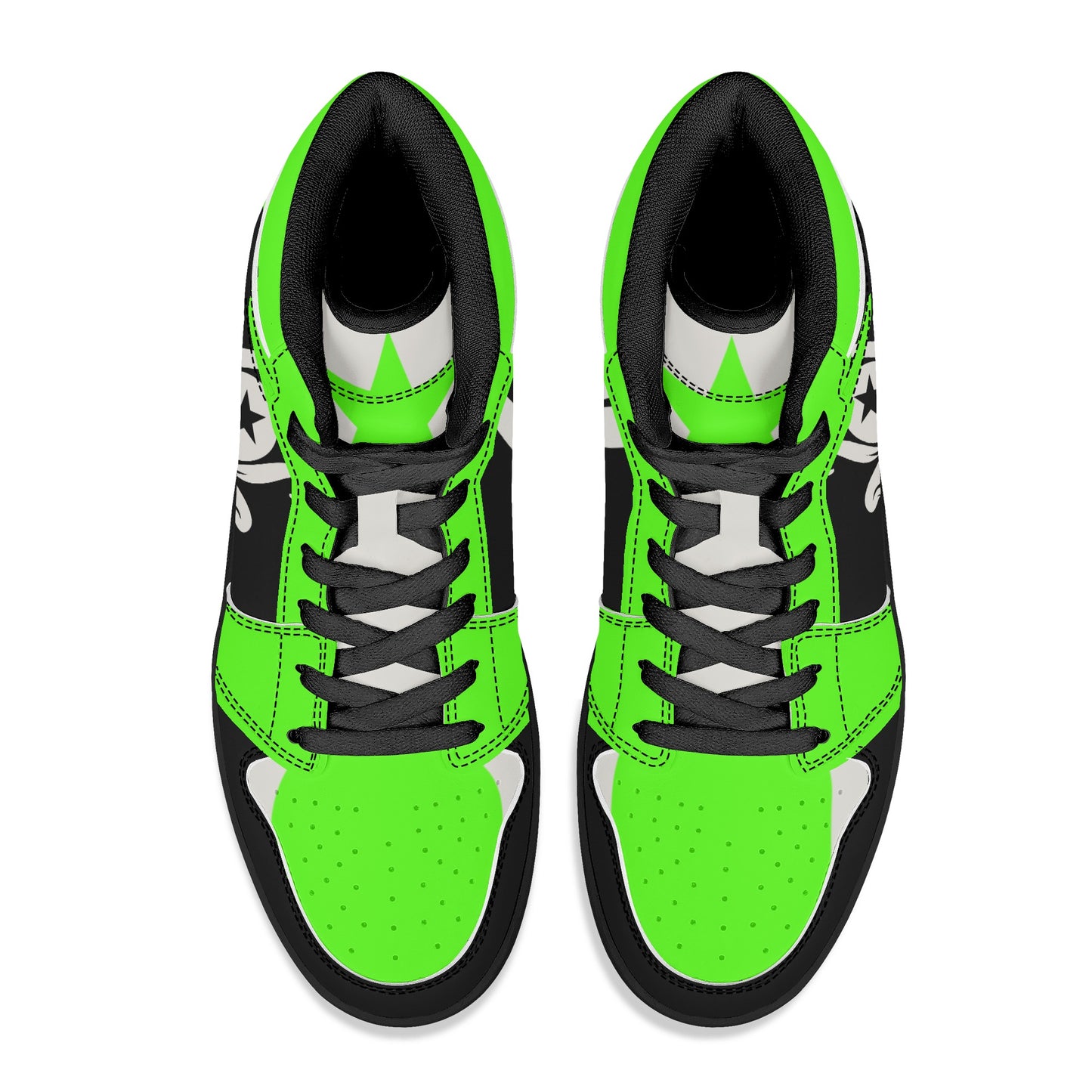 Star Kraken Mens Black/GooGreen High Top Leather Star Kicks