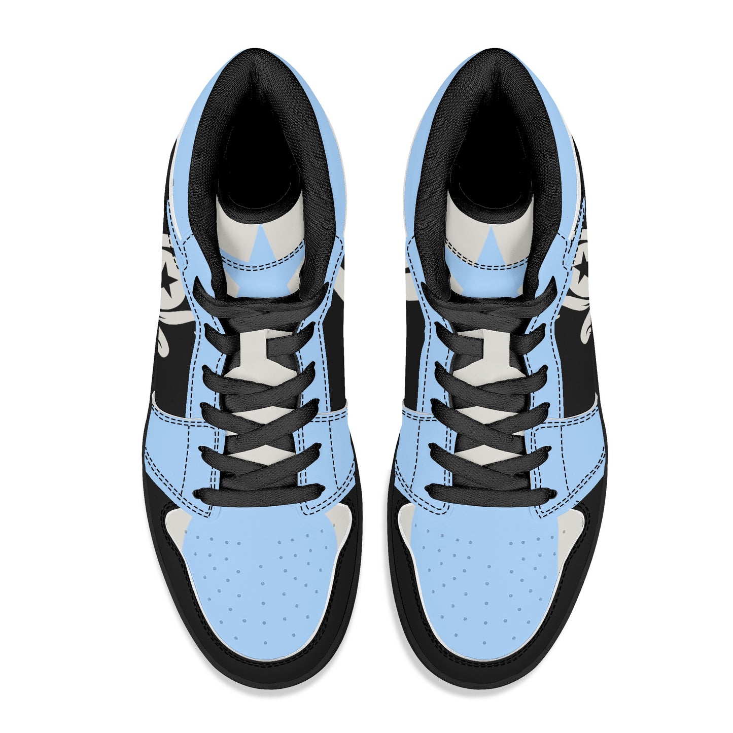 Star Kraken Mens Black/SkyBlue High Top Leather Star Kicks