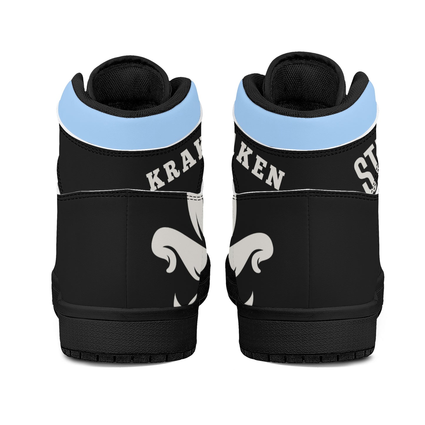 Star Kraken Mens Black/SkyBlue High Top Leather Star Kicks