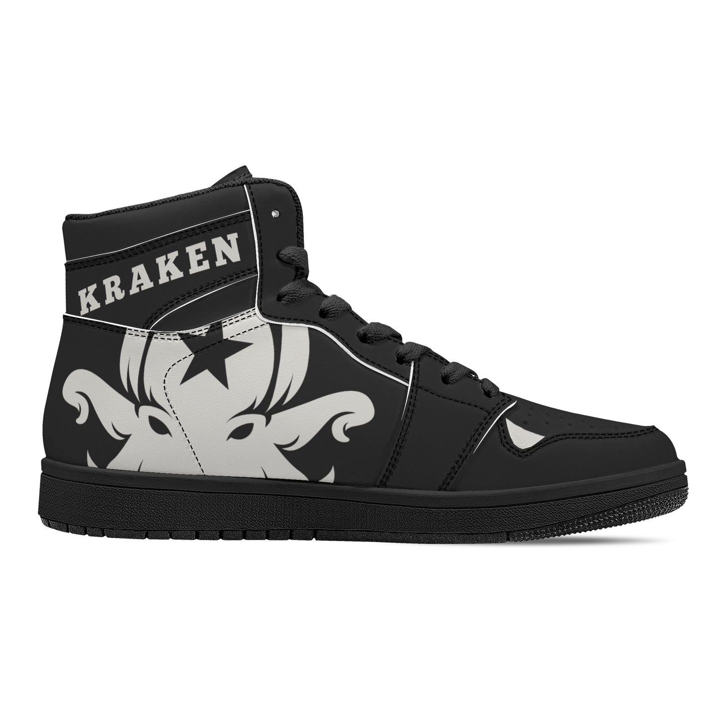 Star Kraken Mens Black High Top Leather Star Kicks