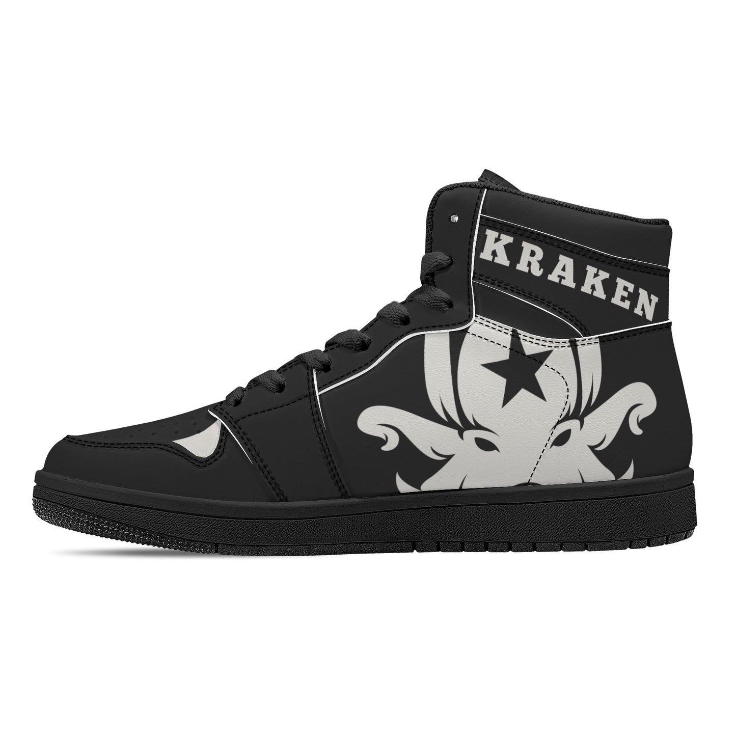 Star Kraken Mens Black High Top Leather Star Kicks