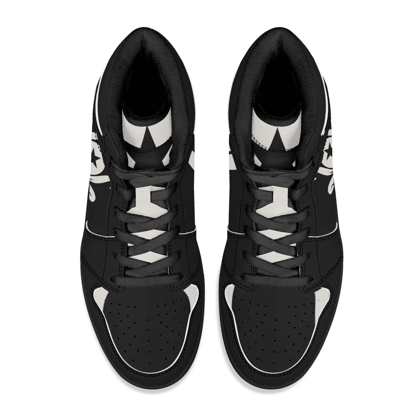 Star Kraken Mens Black High Top Leather Star Kicks