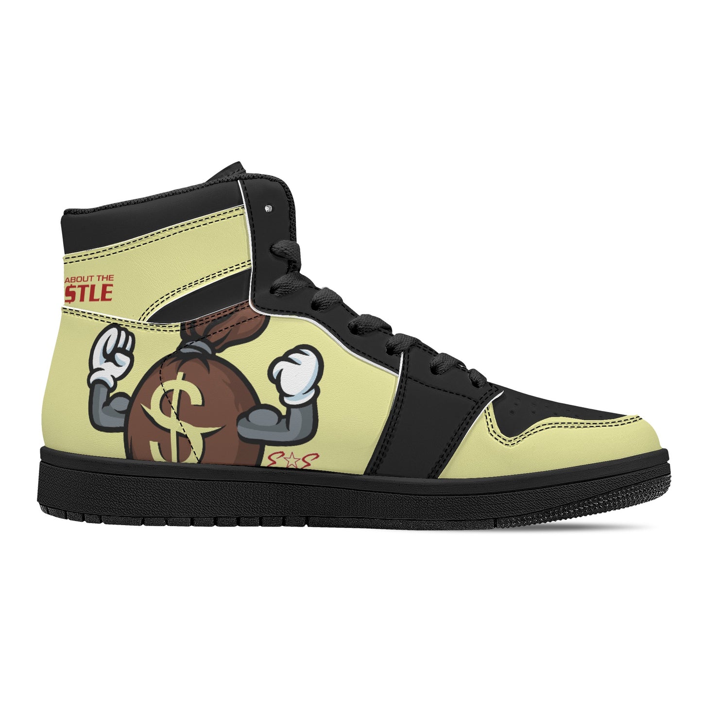 T.T.D (Ten Toes Down) Mens Cream/Black High Top Leather Star Kicks