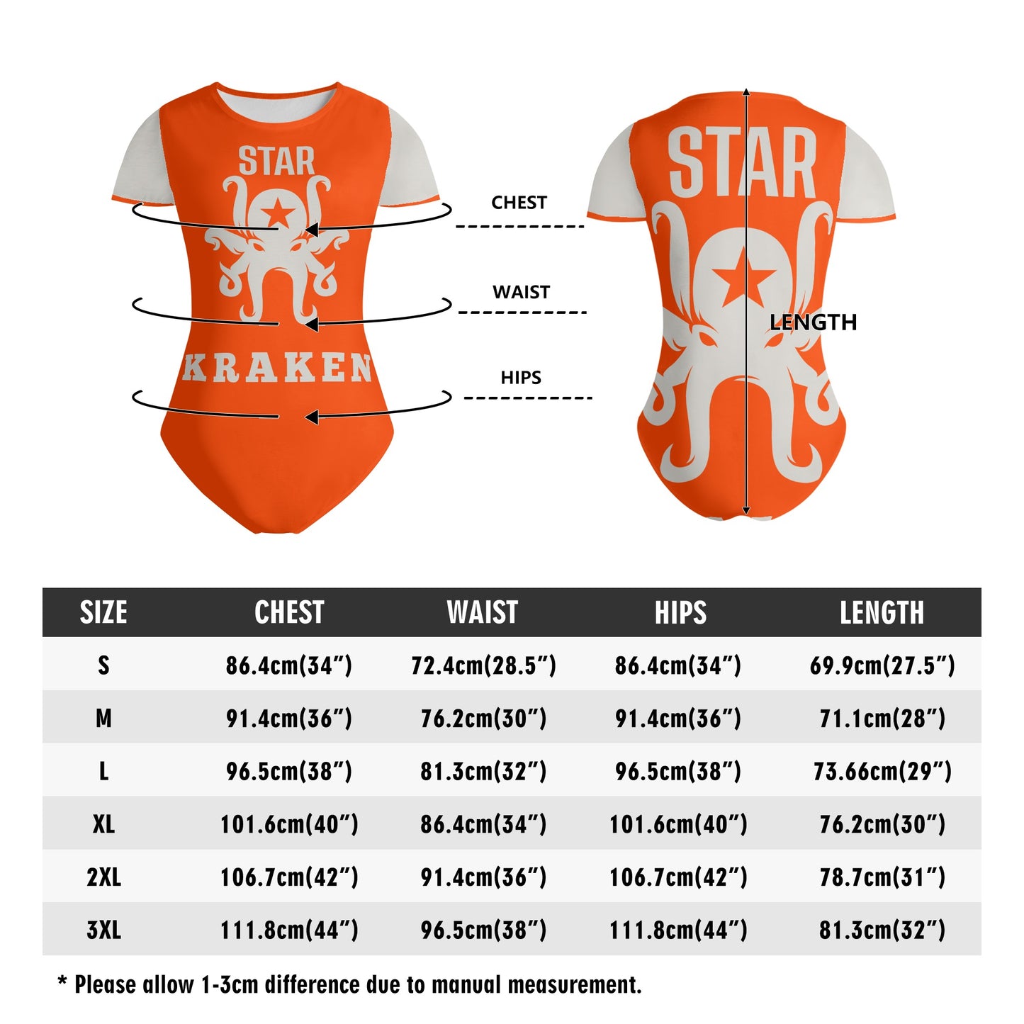 Star Kraken Womens Dark Orange Soft Short Sleeve Bodysuit