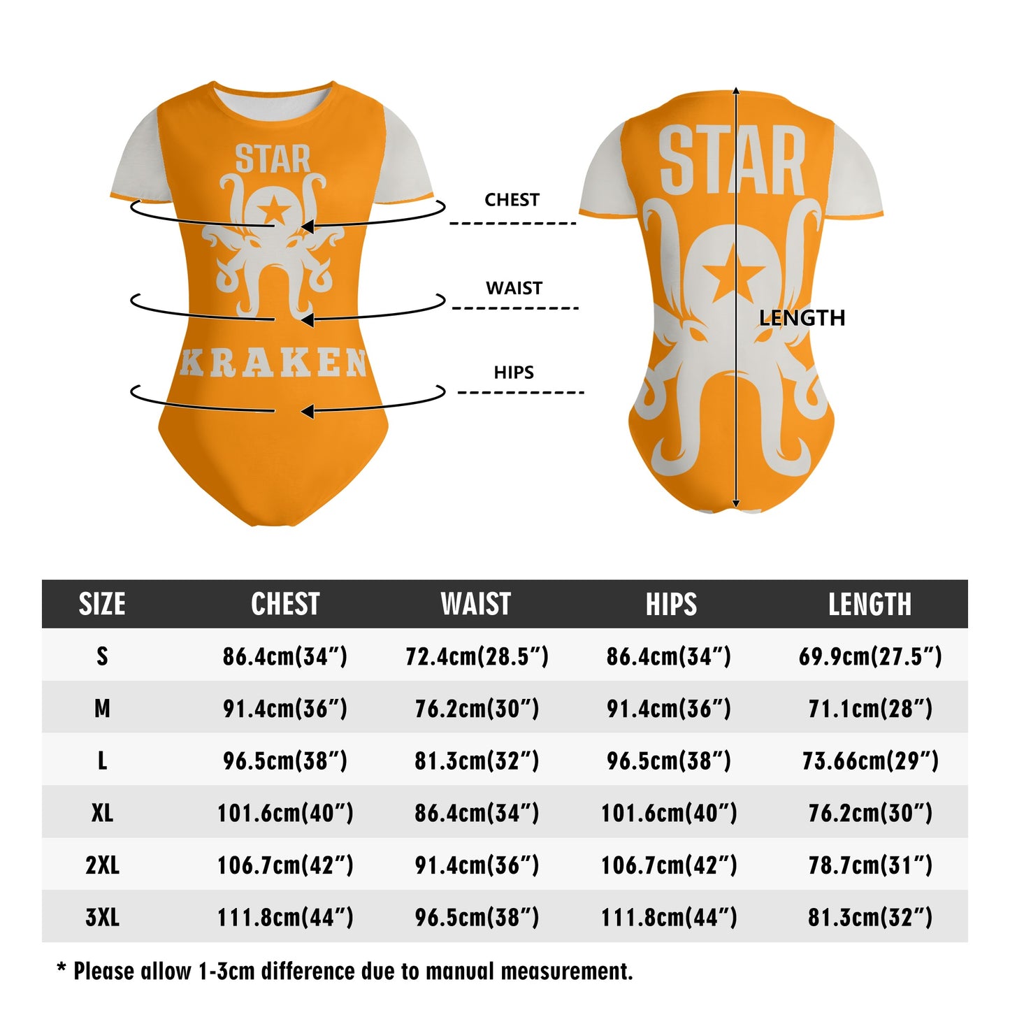 Star Kraken Womens Orange Soft Short Sleeve Bodysuit