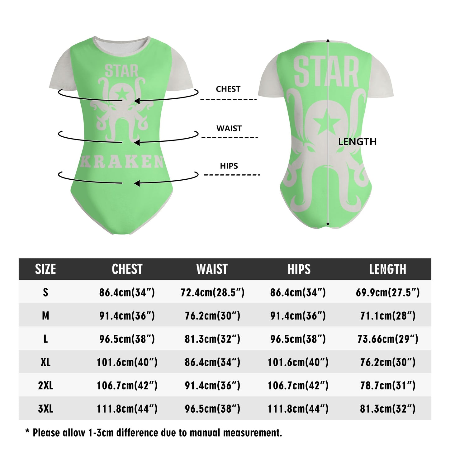 Star Kraken Womens Mint Green Soft Short Sleeve Bodysuit