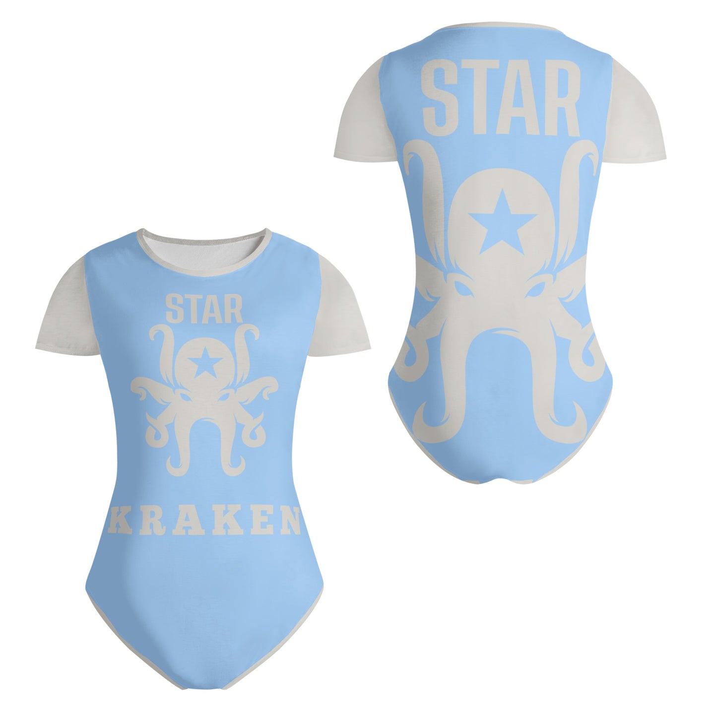 Star Kraken Womens Sky Blue Soft Short Sleeve Bodysuit