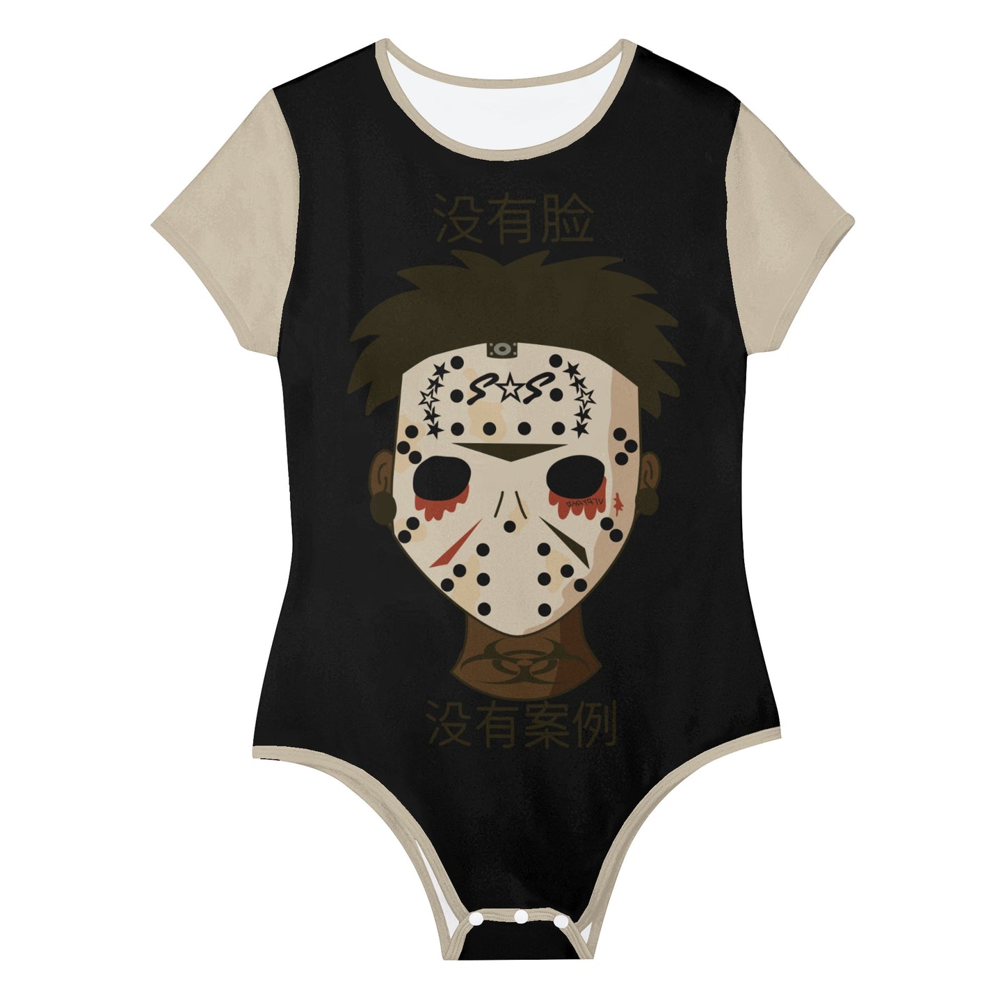 No Face, No Case Womens Black Soft Short Sleeve Bodysuit