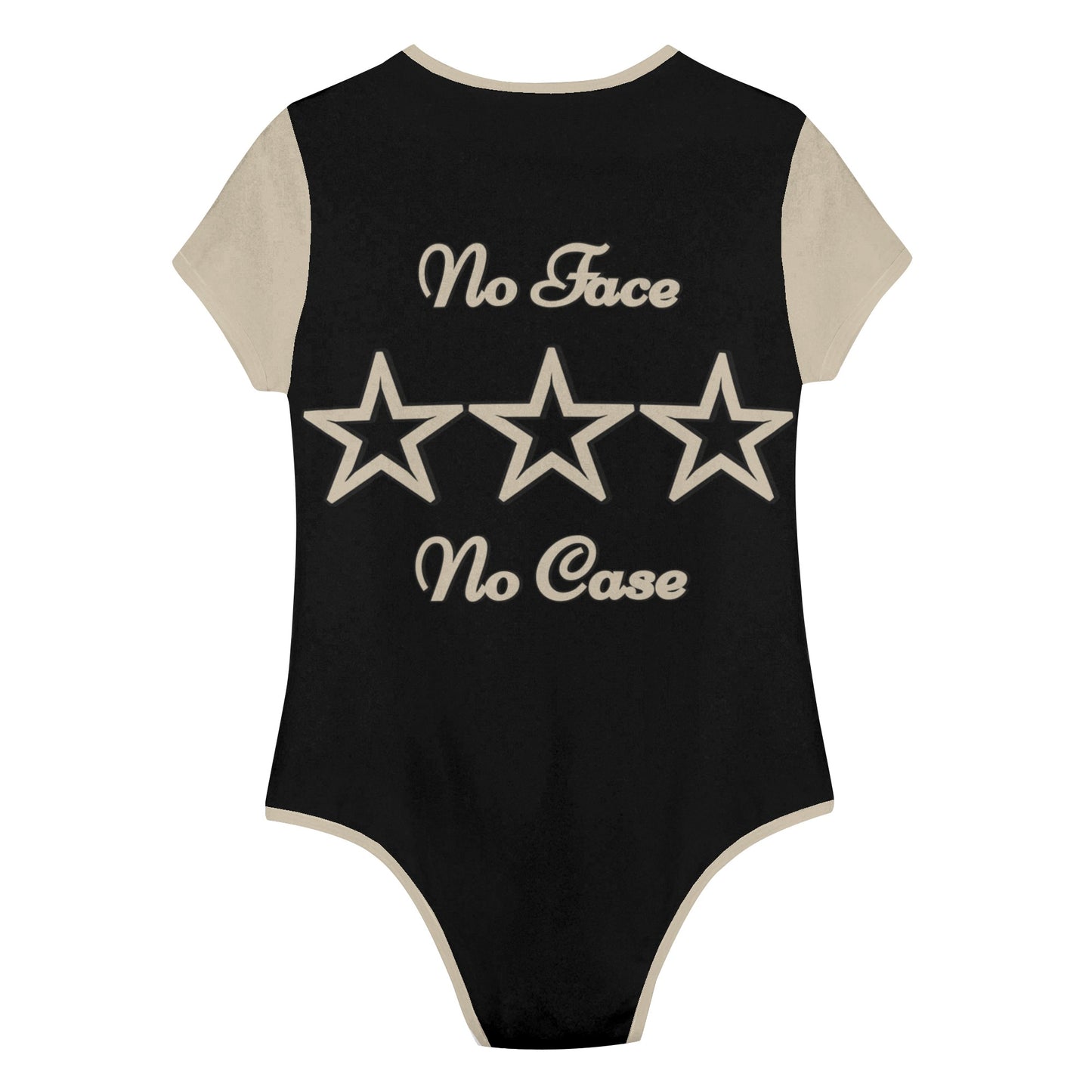 No Face, No Case Womens Black Soft Short Sleeve Bodysuit