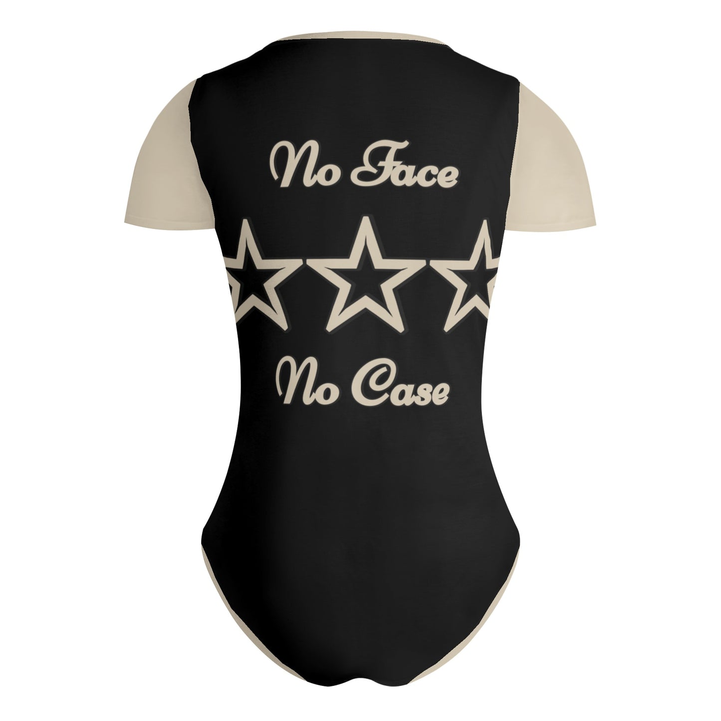 No Face, No Case Womens Black Soft Short Sleeve Bodysuit