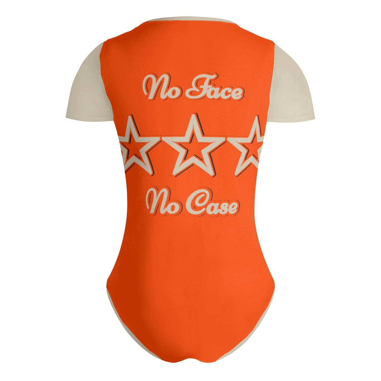 No Face, No Case Womens Dark Orange Soft Short Sleeve Bodysuit