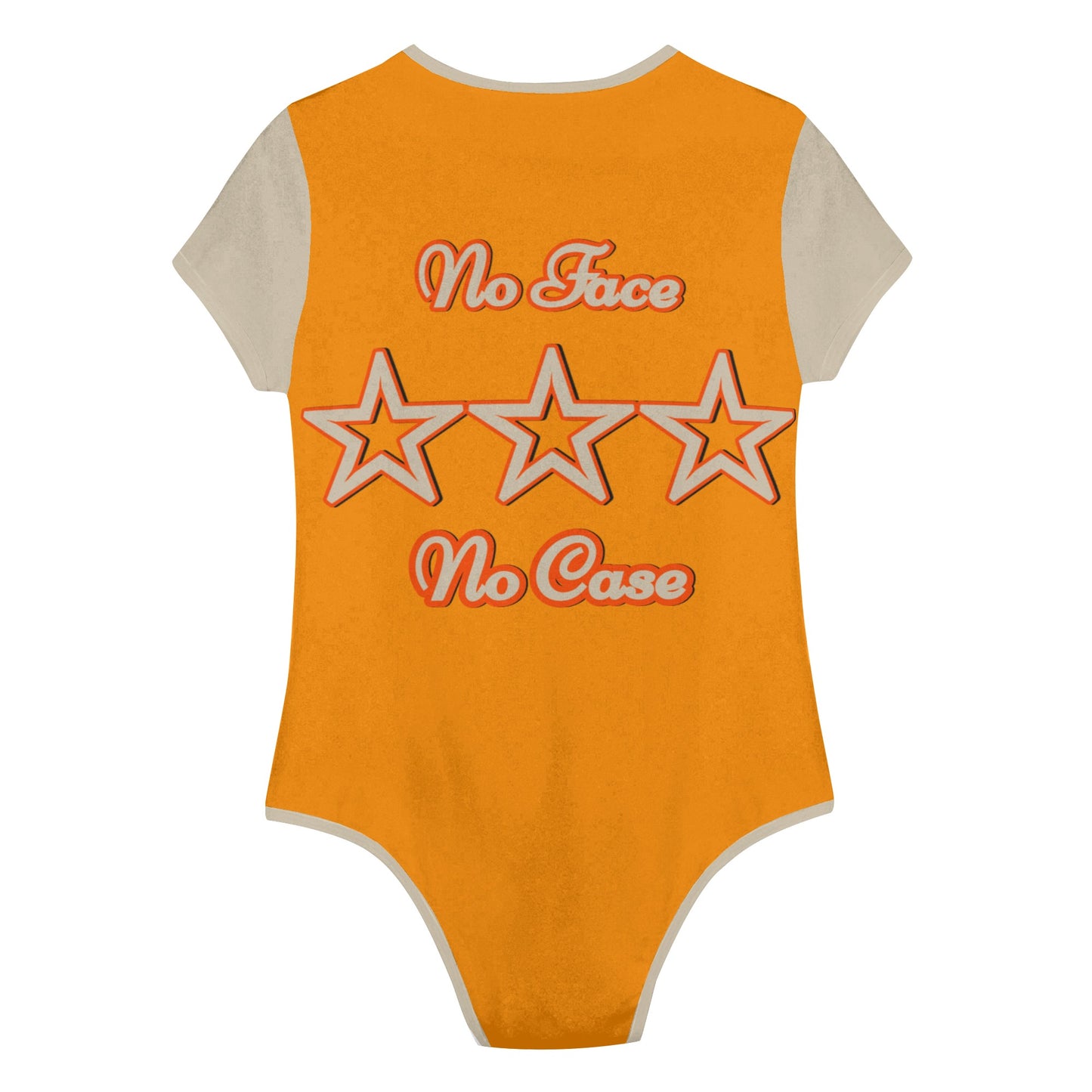 No Face, No Case Womens Orange Soft Short Sleeve Bodysuit