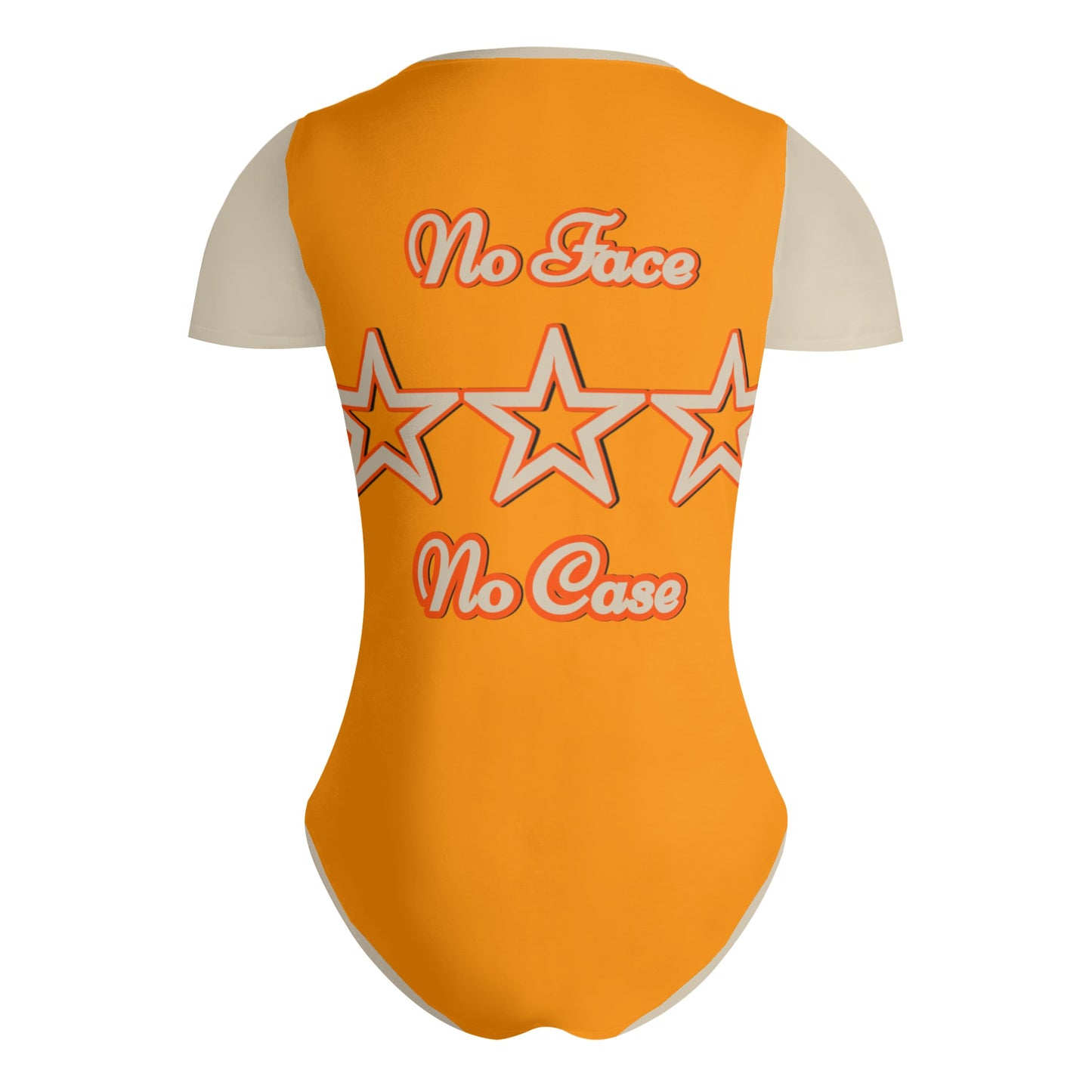 No Face, No Case Womens Orange Soft Short Sleeve Bodysuit