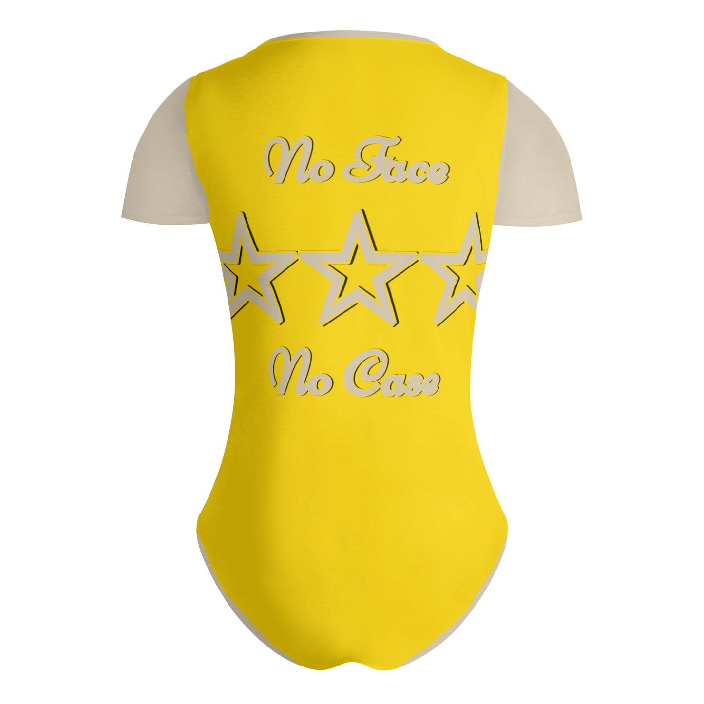 No Face, No Case Womens Gold Soft Short Sleeve Bodysuit