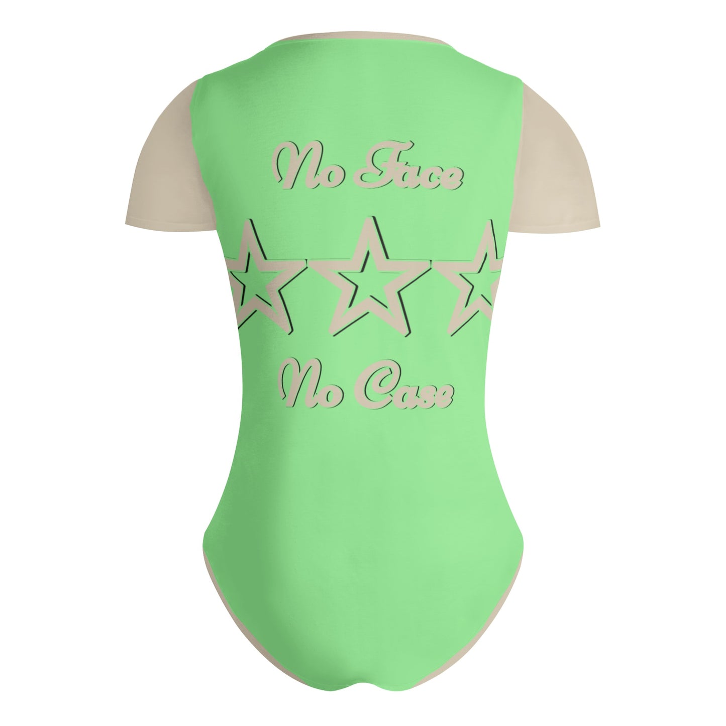 No Face, No Case Womens Mint Green Soft Short Sleeve Bodysuit