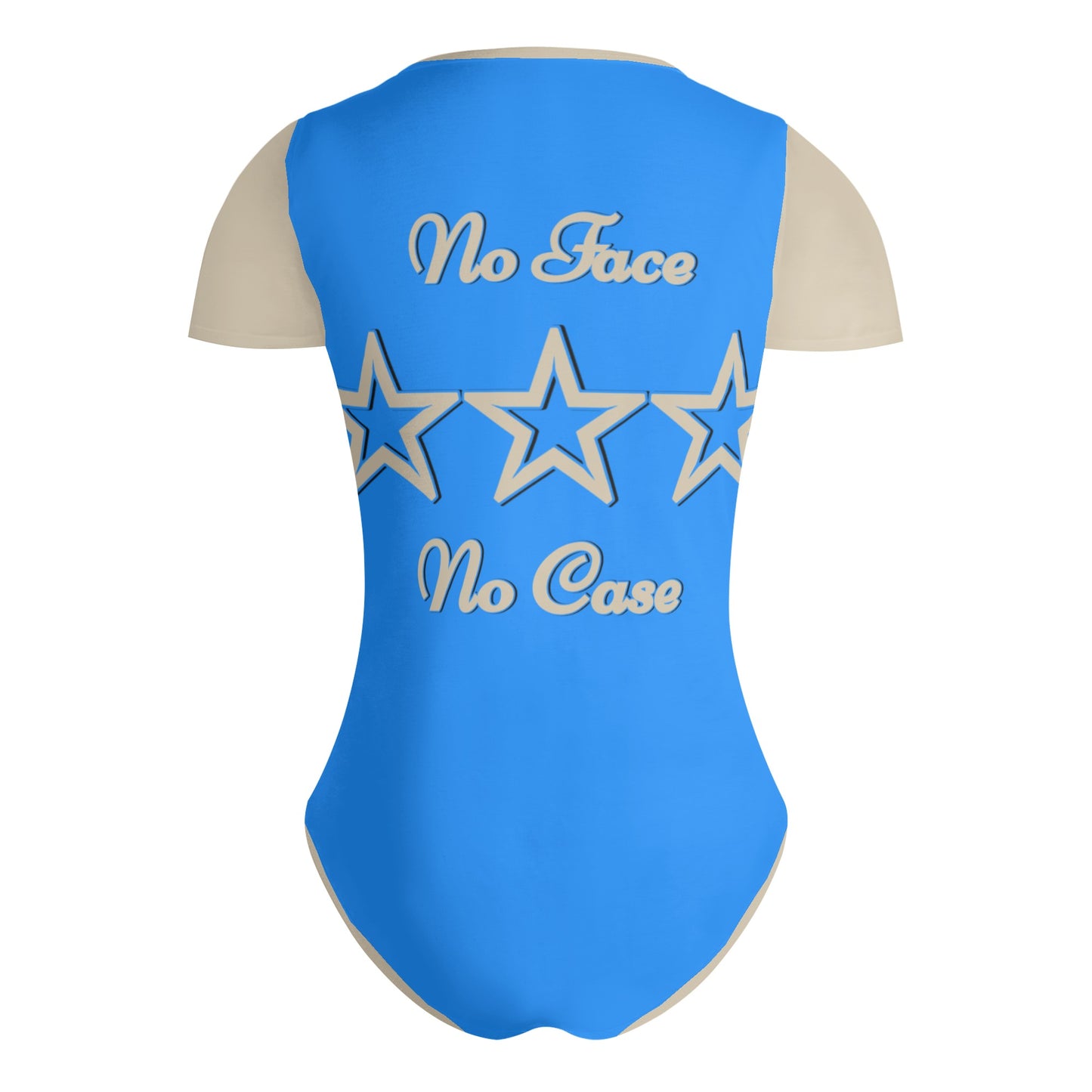 No Face, No Case Womens Blue Soft Short Sleeve Bodysuit