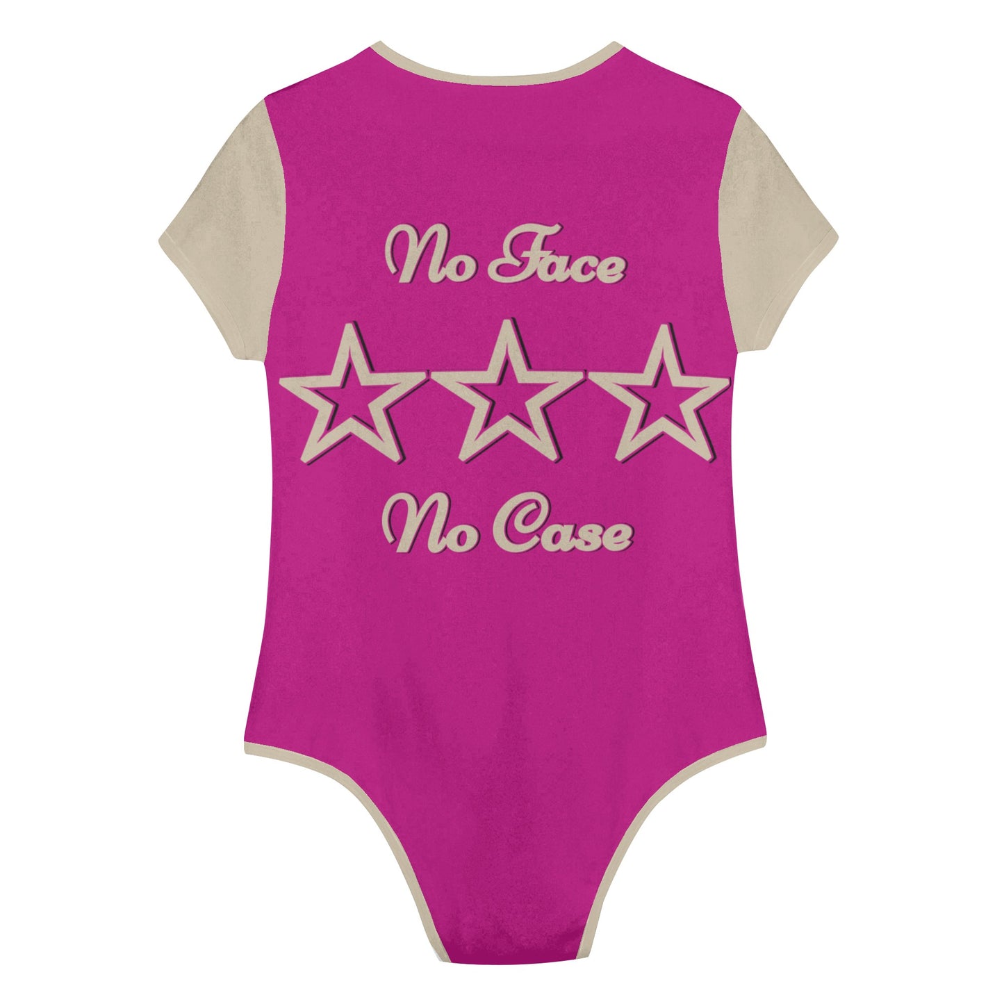 No Face, No Case Womens Purple Soft Short Sleeve Bodysuit