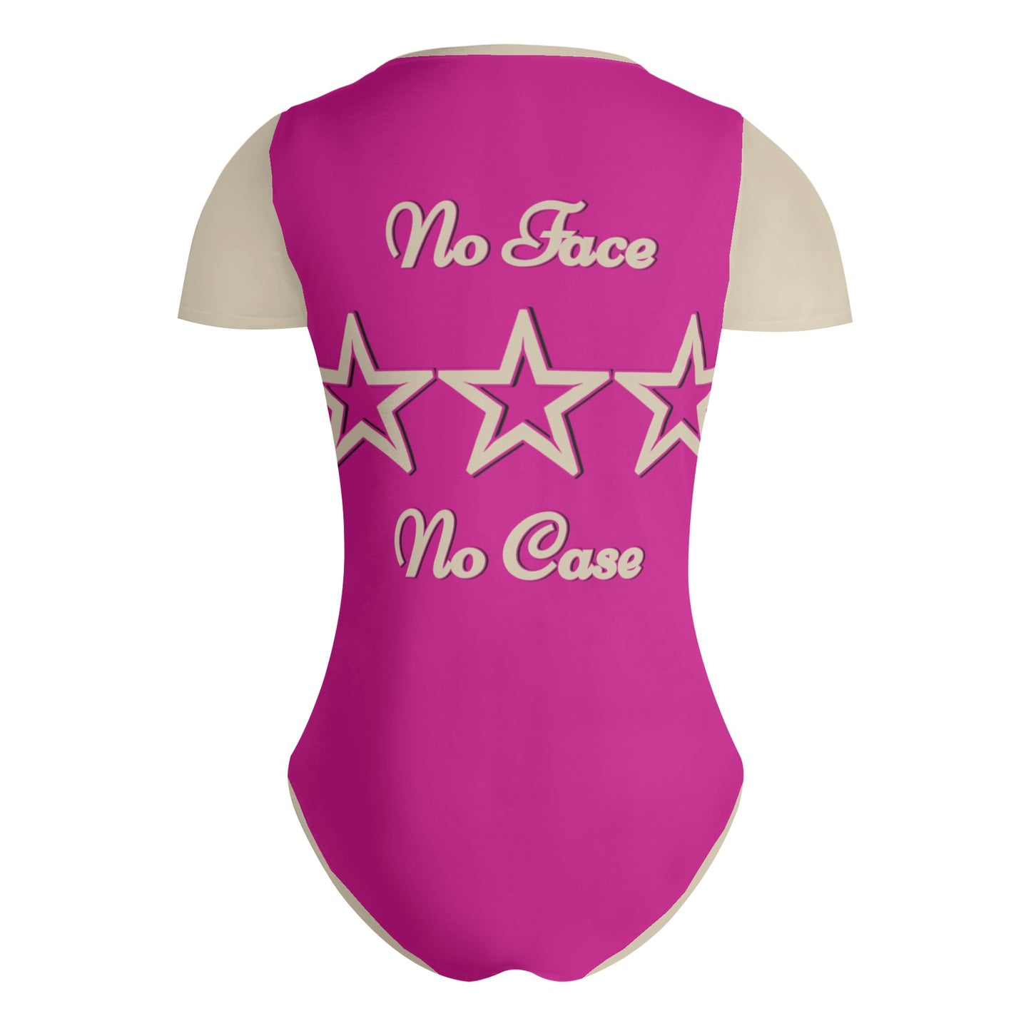 No Face, No Case Womens Purple Soft Short Sleeve Bodysuit