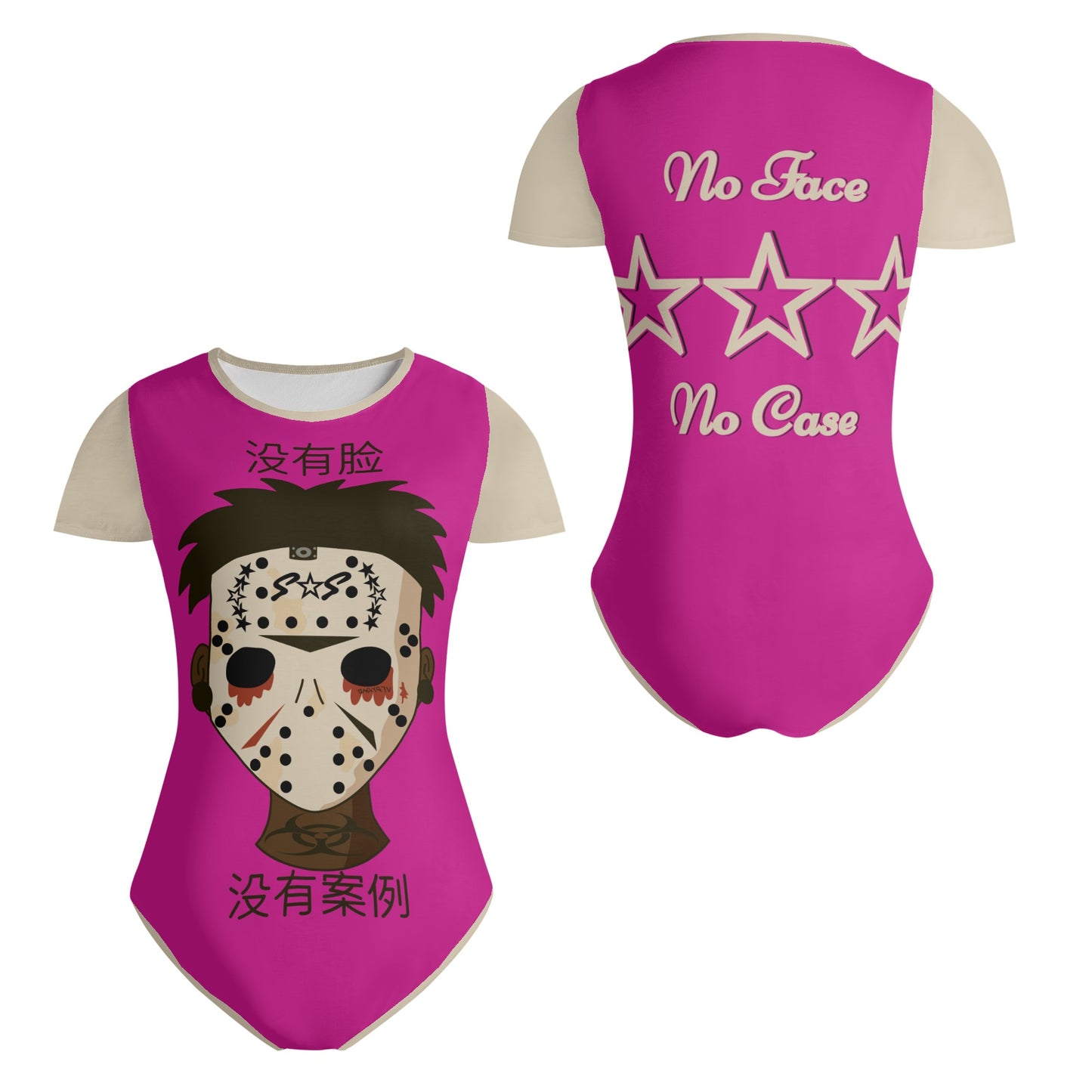 No Face, No Case Womens Purple Soft Short Sleeve Bodysuit