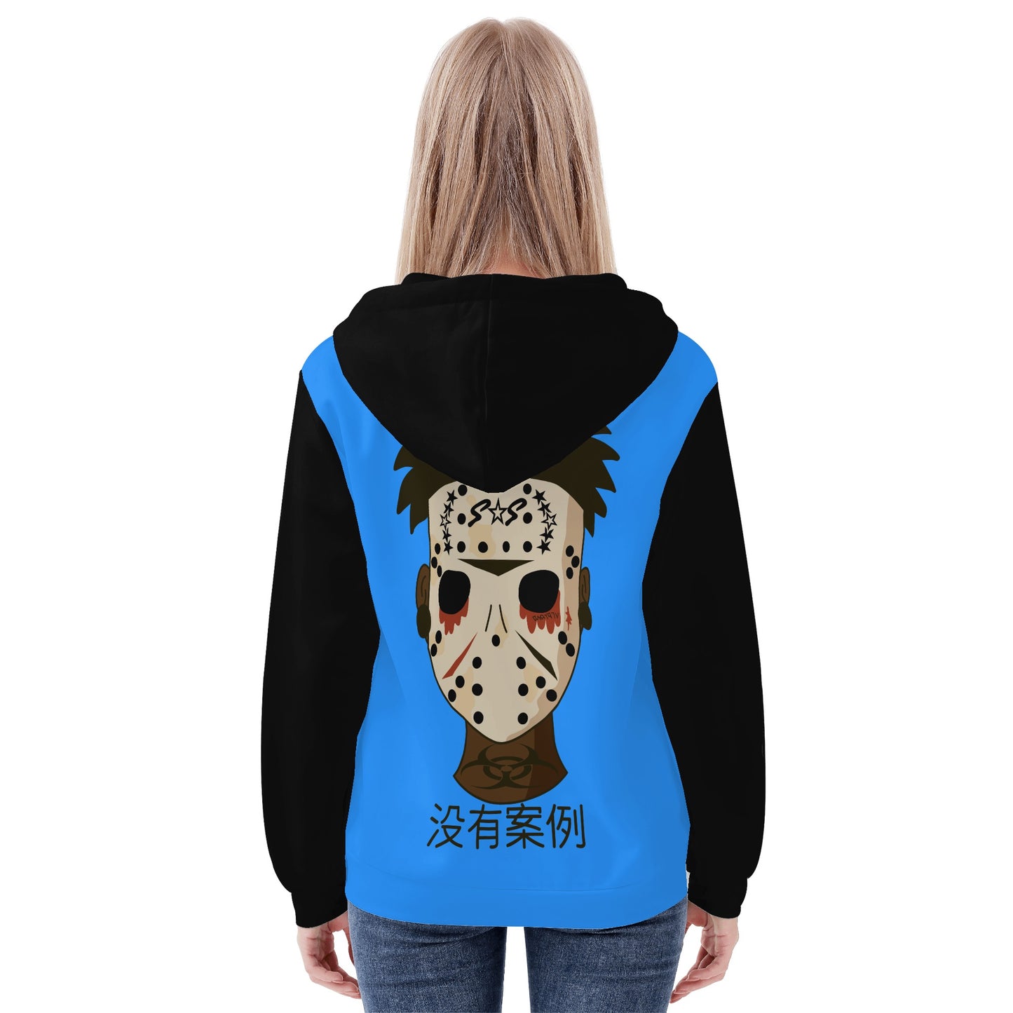 No Face, No Case Womens Blue Zip Up Hoodie