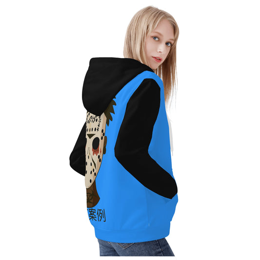 No Face, No Case Womens Blue Zip Up Hoodie