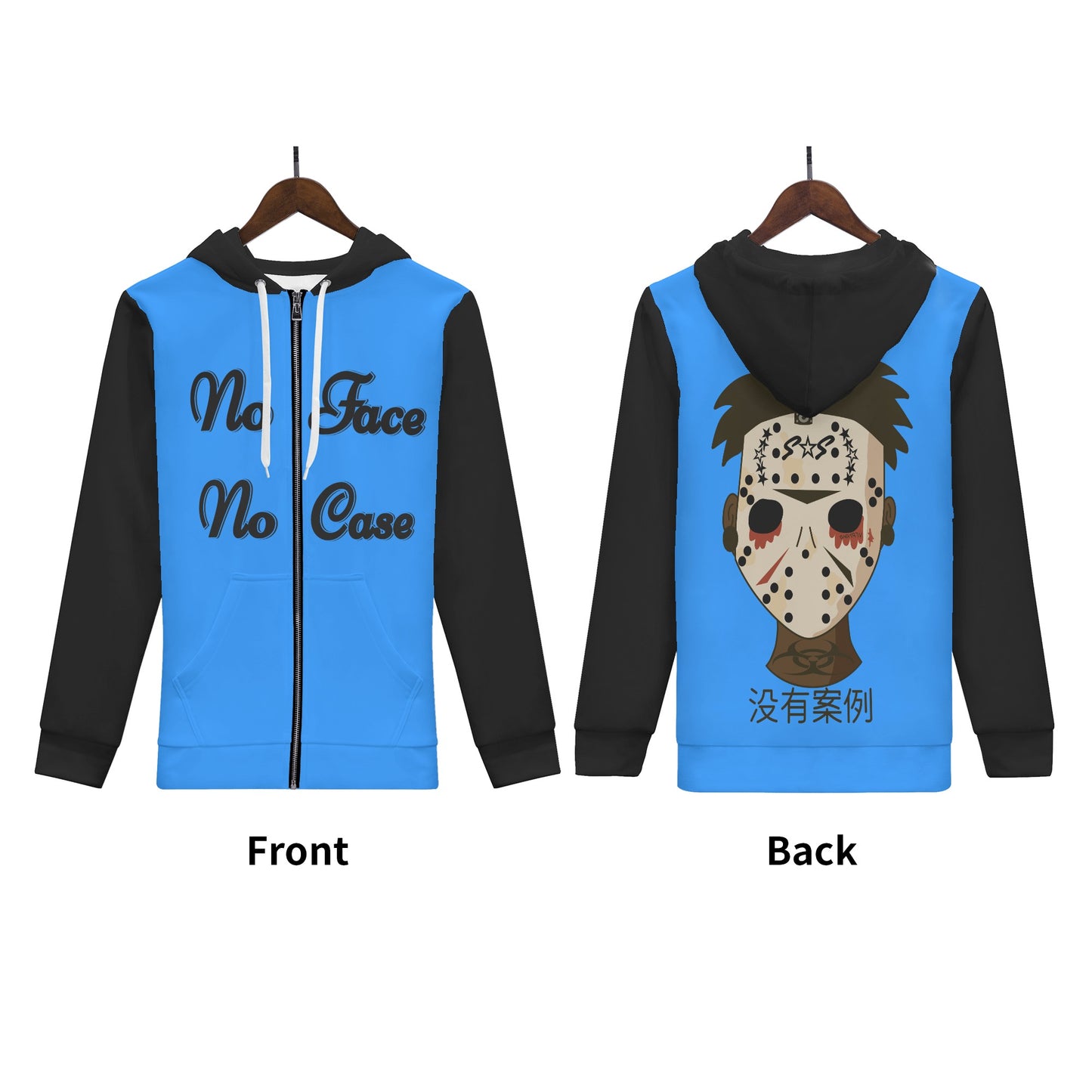 No Face, No Case Womens Blue Zip Up Hoodie